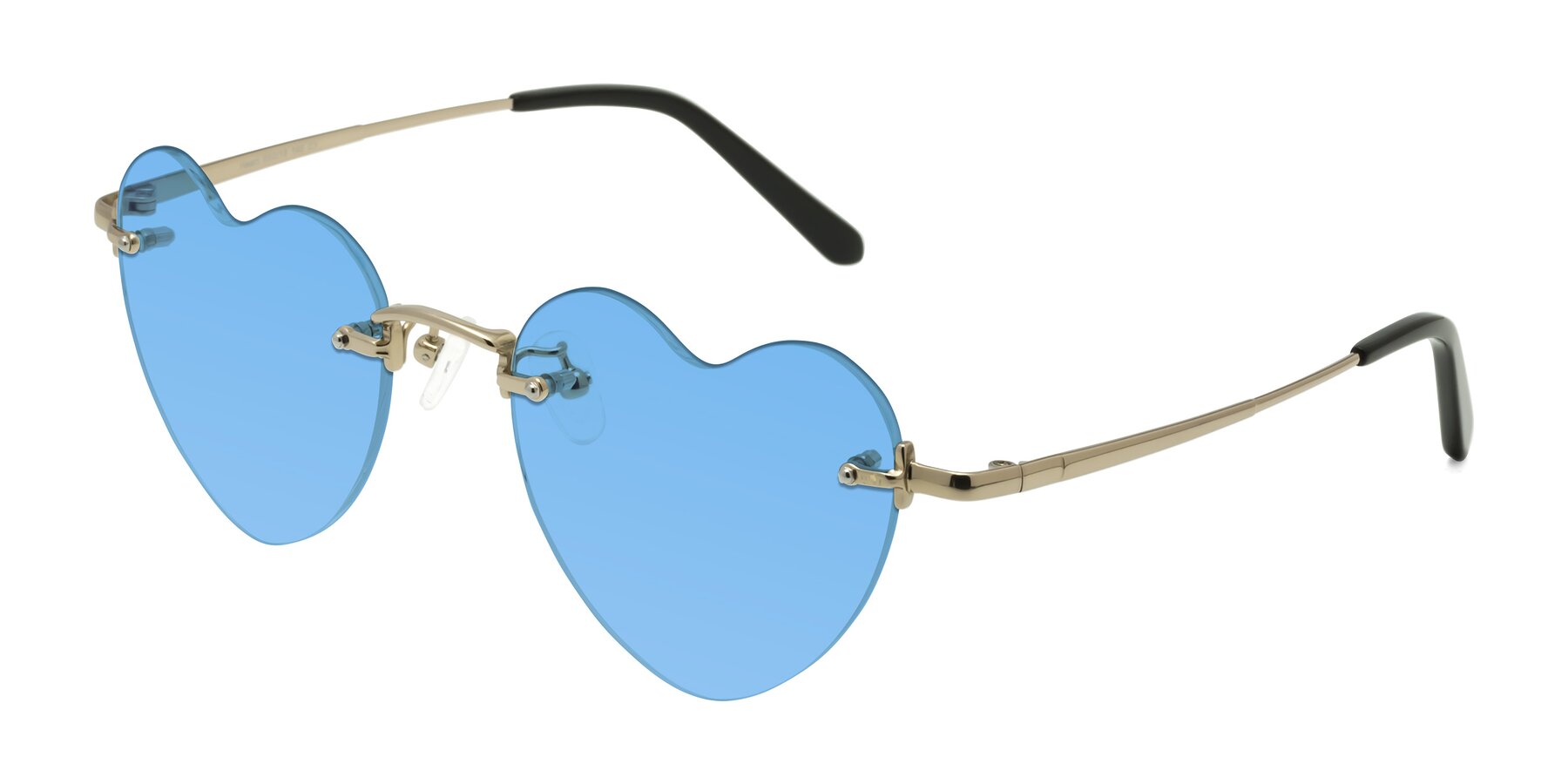 Angle of Heart in Gold with Medium Blue Tinted Lenses