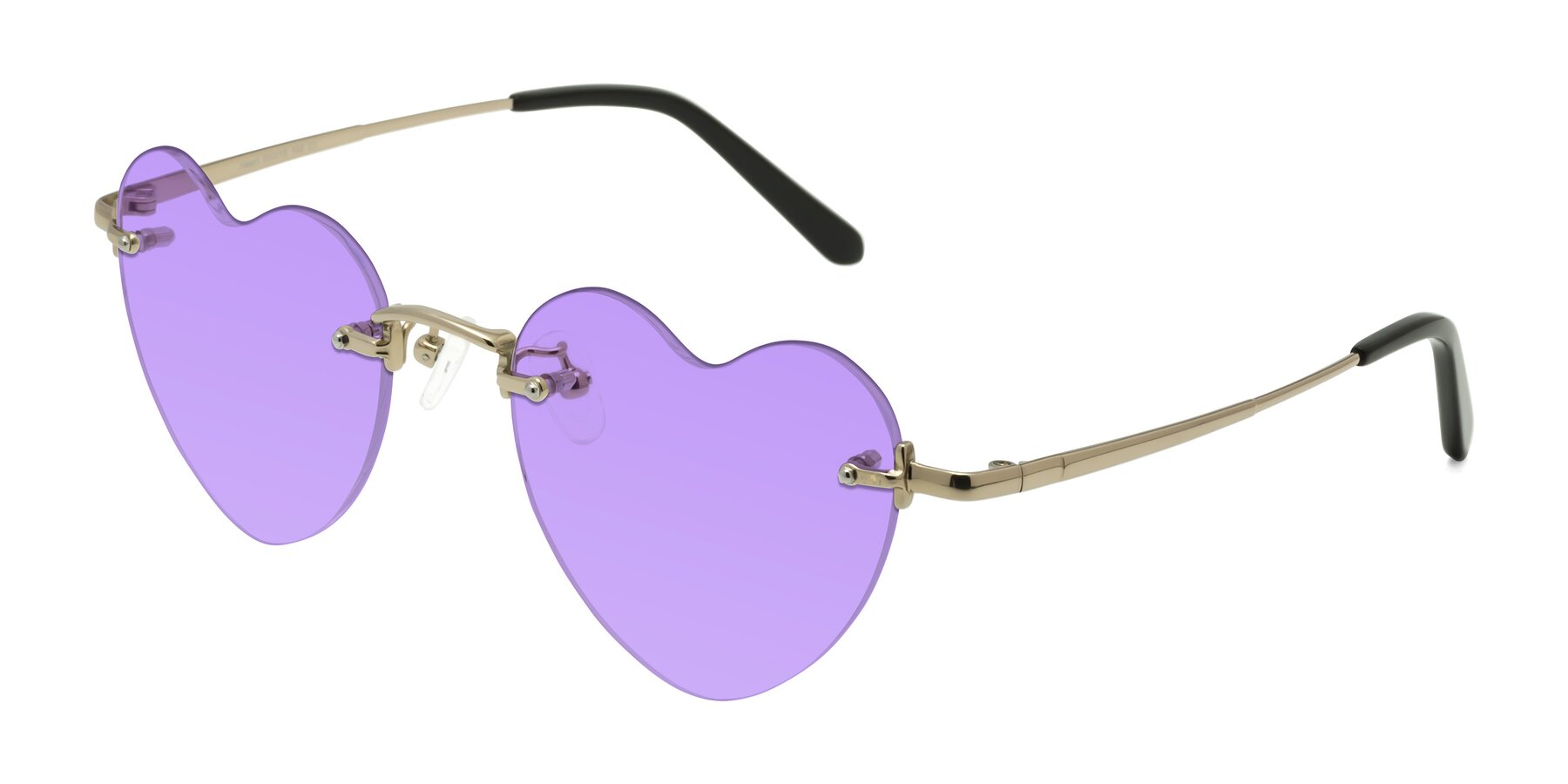 Angle of Heart in Gold with Medium Purple Tinted Lenses