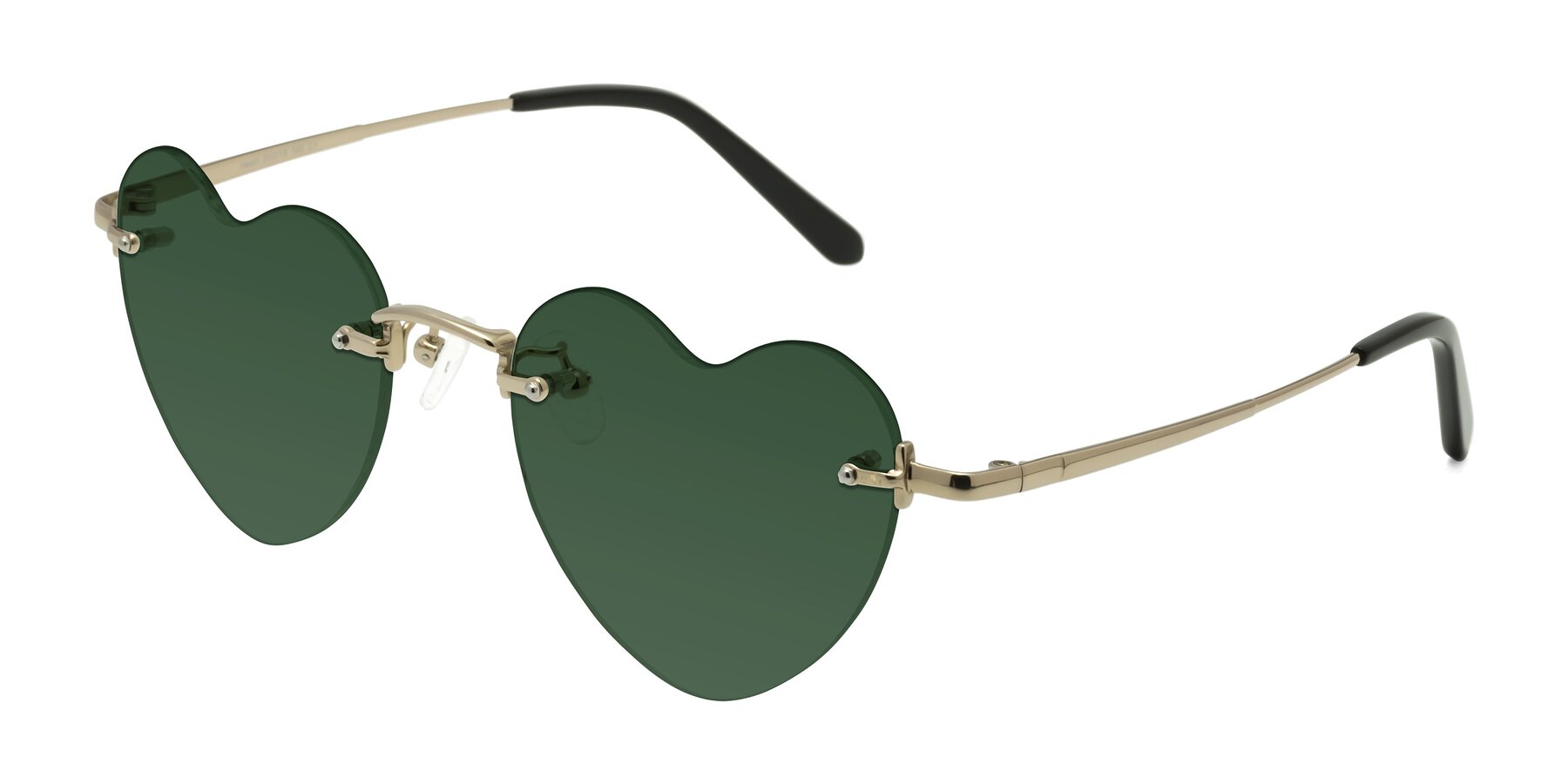 Angle of Heart in Gold with Green Tinted Lenses