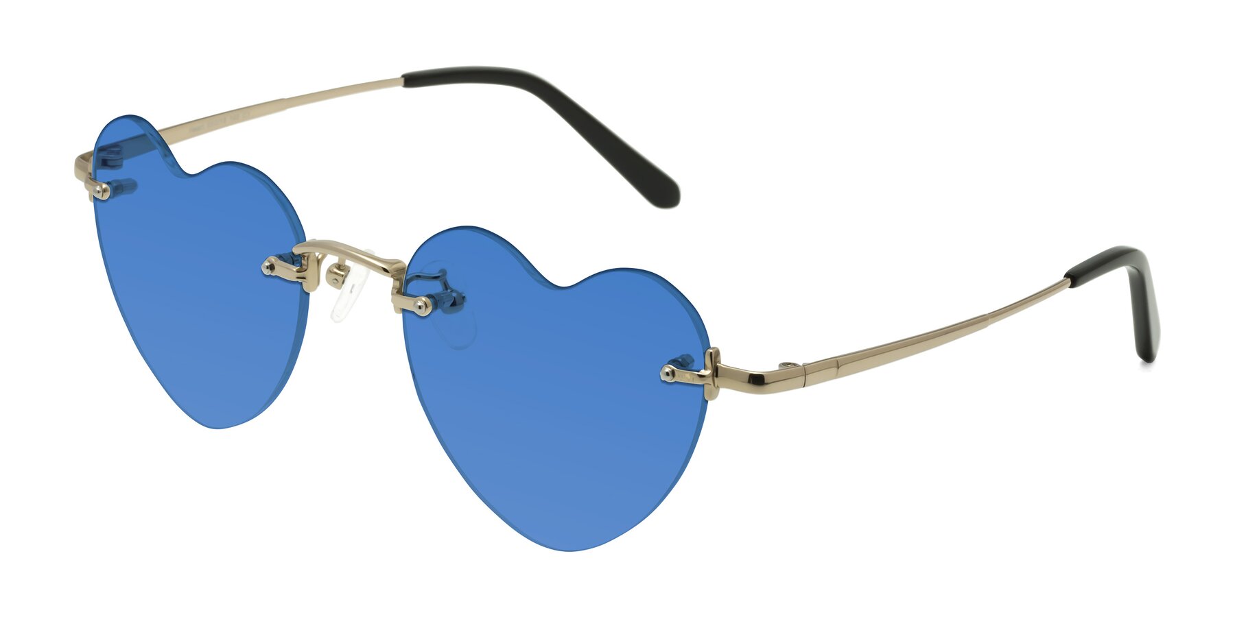 Angle of Heart in Gold with Blue Tinted Lenses