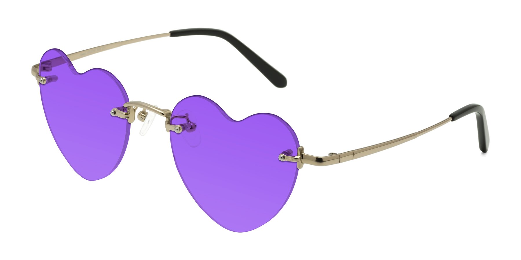 Angle of Heart in Gold with Purple Tinted Lenses