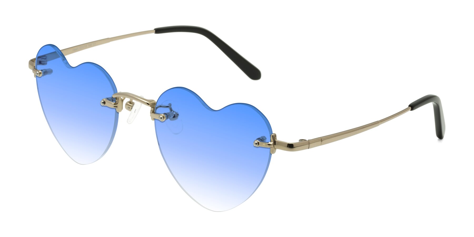 Angle of Heart in Gold with Blue Gradient Lenses