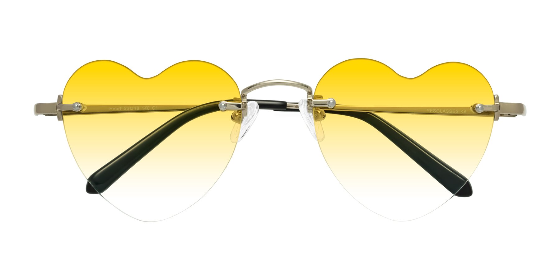 Folded Front of Heart in Gold with Yellow Gradient Lenses