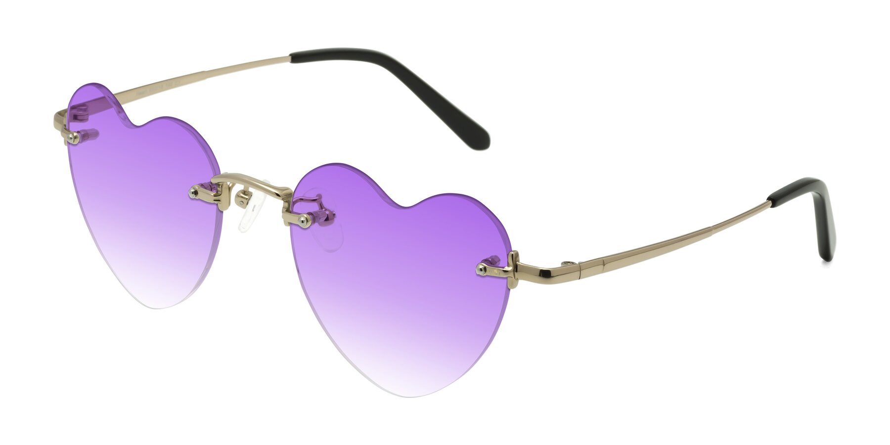 Angle of Heart in Gold with Purple Gradient Lenses