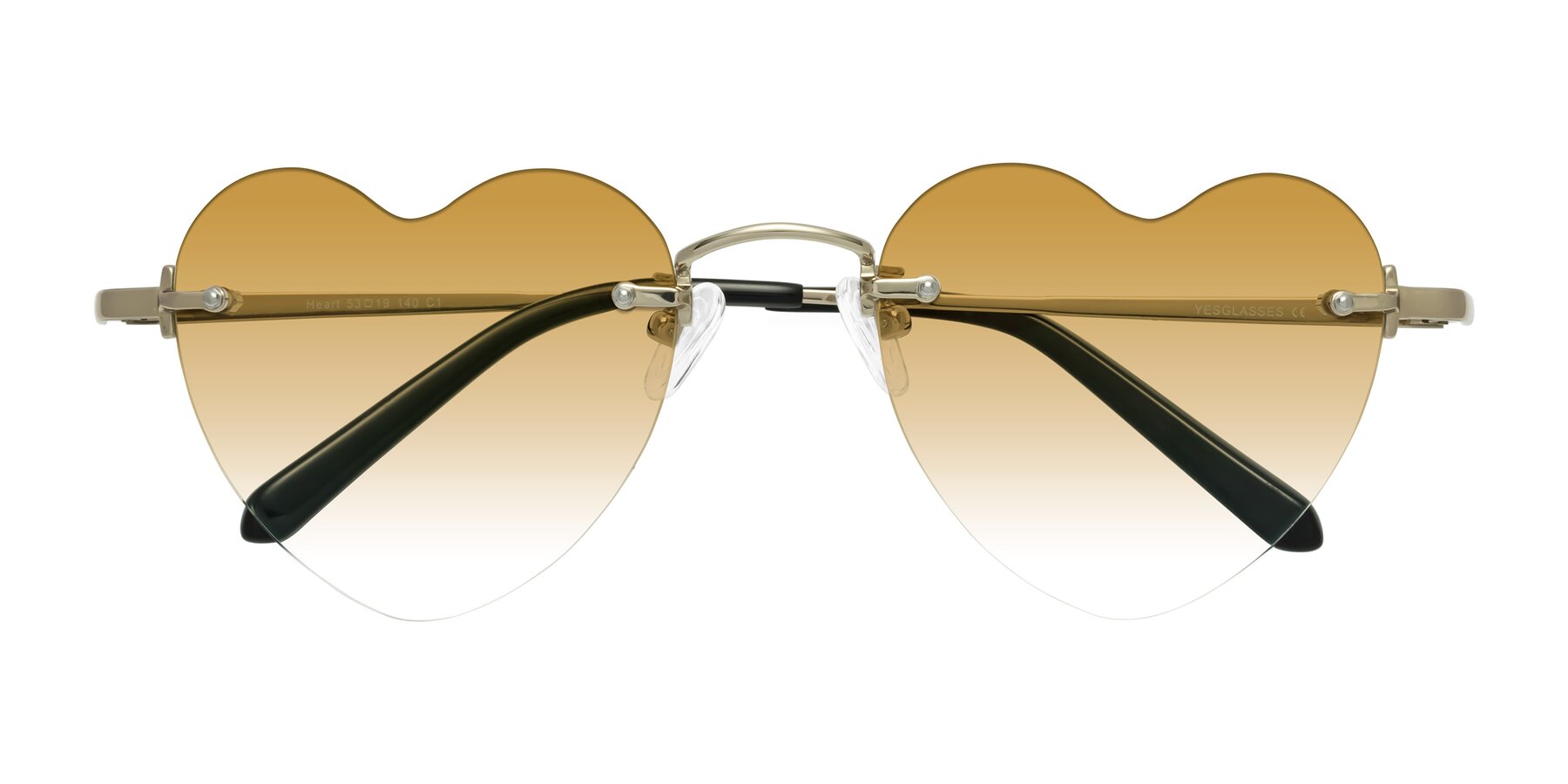 Folded Front of Heart in Gold with Champagne Gradient Lenses