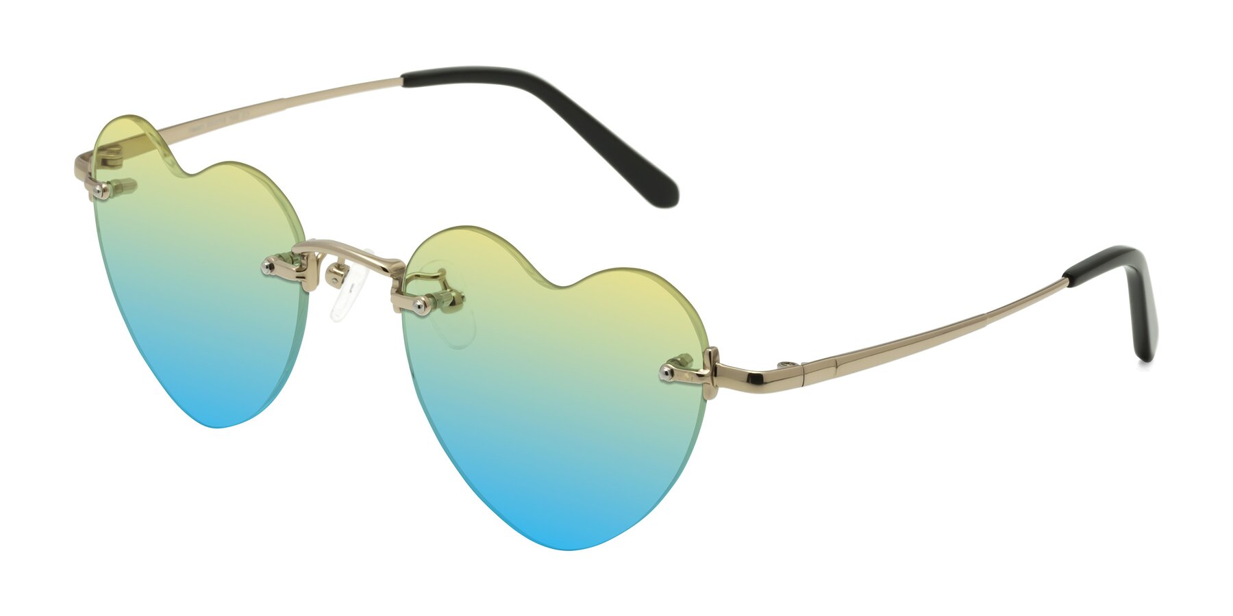 Angle of Heart in Gold with Yellow / Blue Gradient Lenses