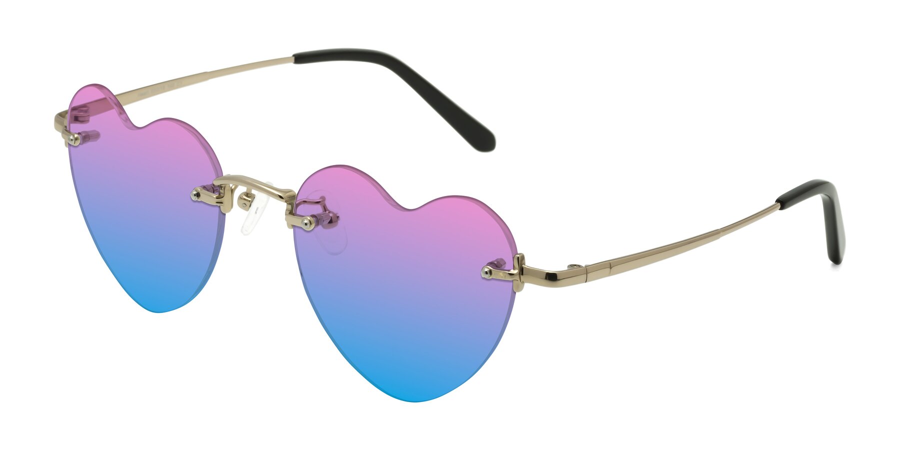 Angle of Heart in Gold with Pink / Blue Gradient Lenses