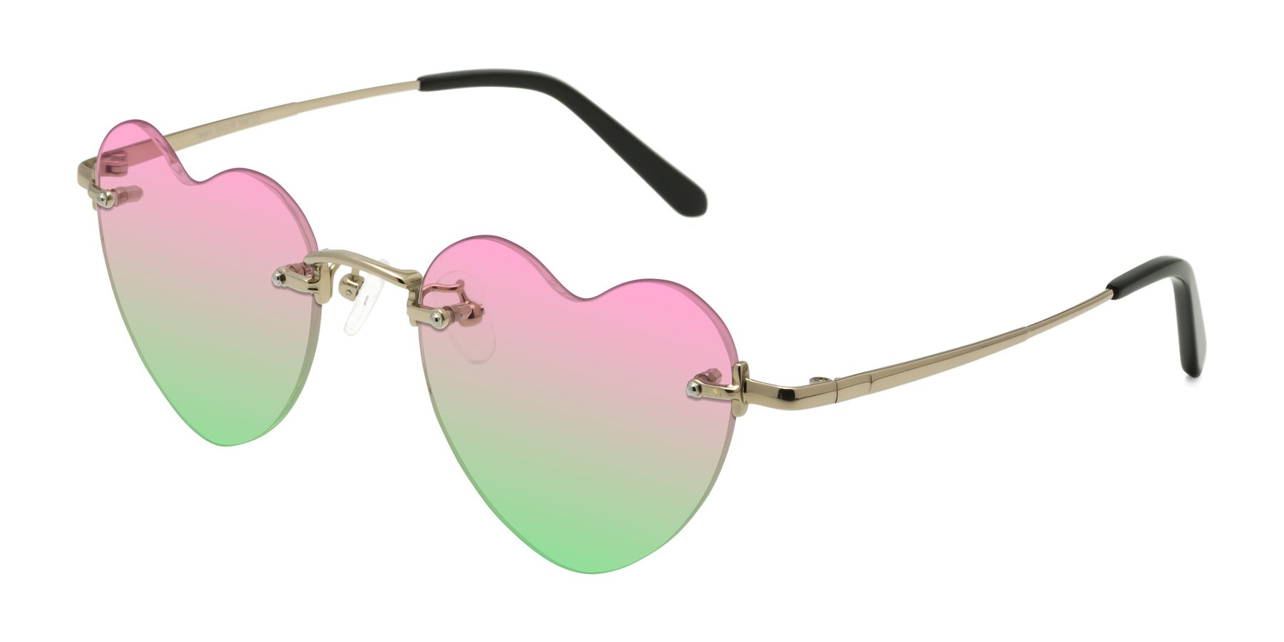 Angle of Heart in Gold with Pink / Green Gradient Lenses