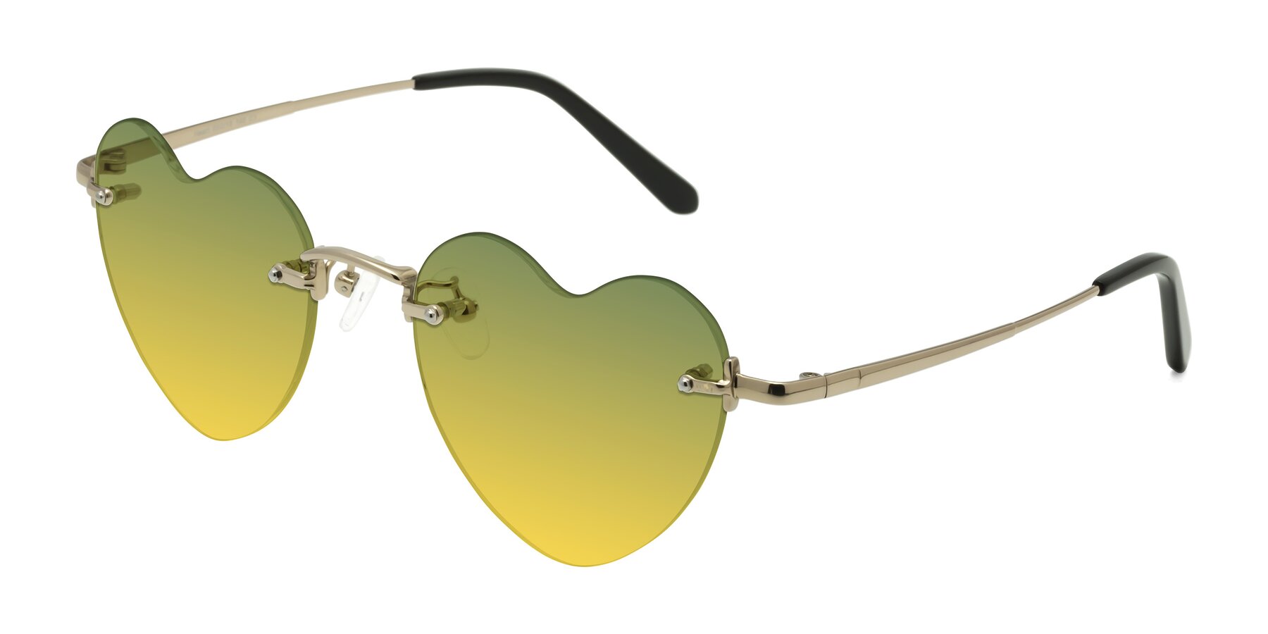 Angle of Heart in Gold with Green / Yellow Gradient Lenses