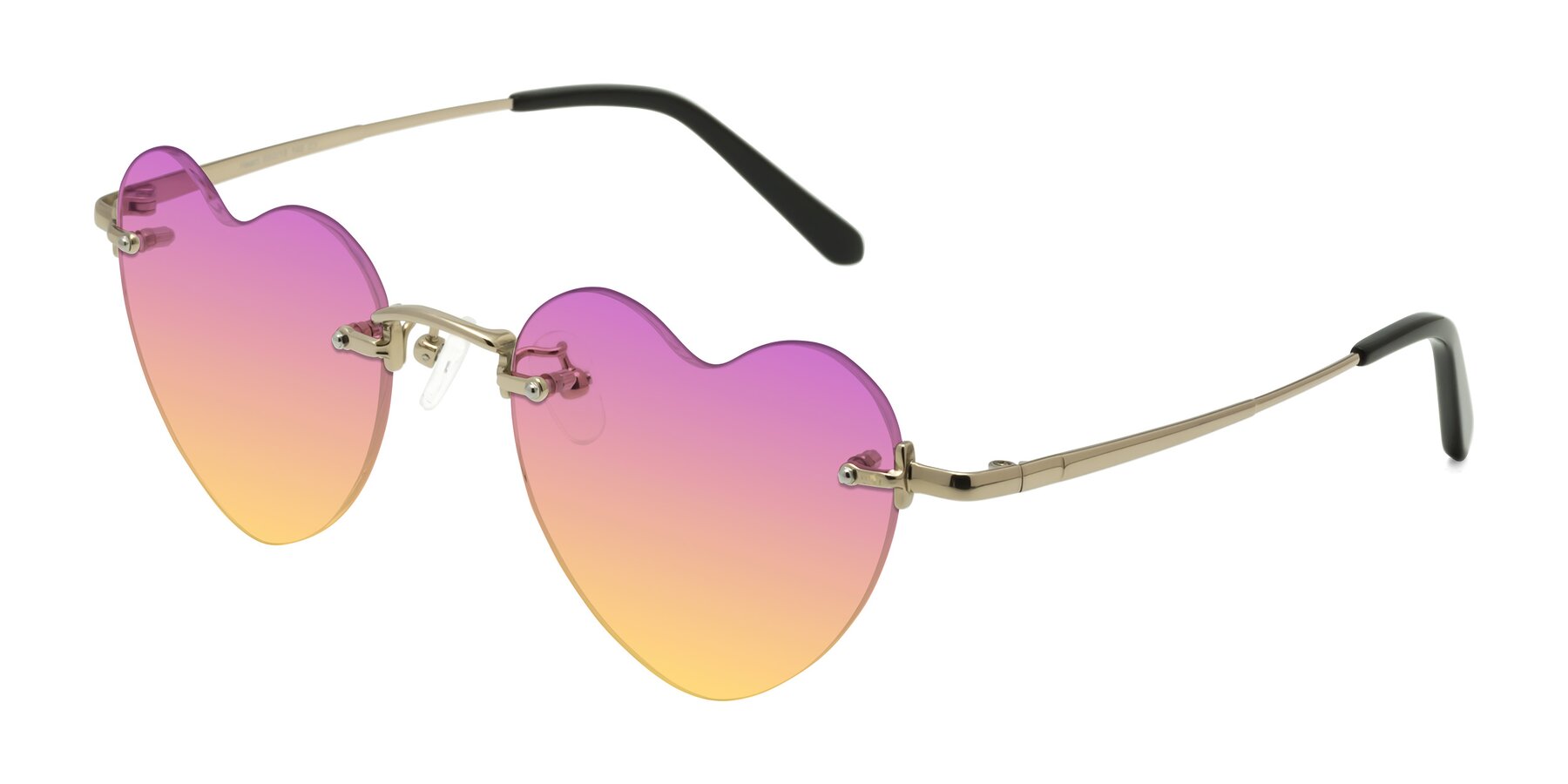 Angle of Heart in Gold with Purple / Yellow Gradient Lenses