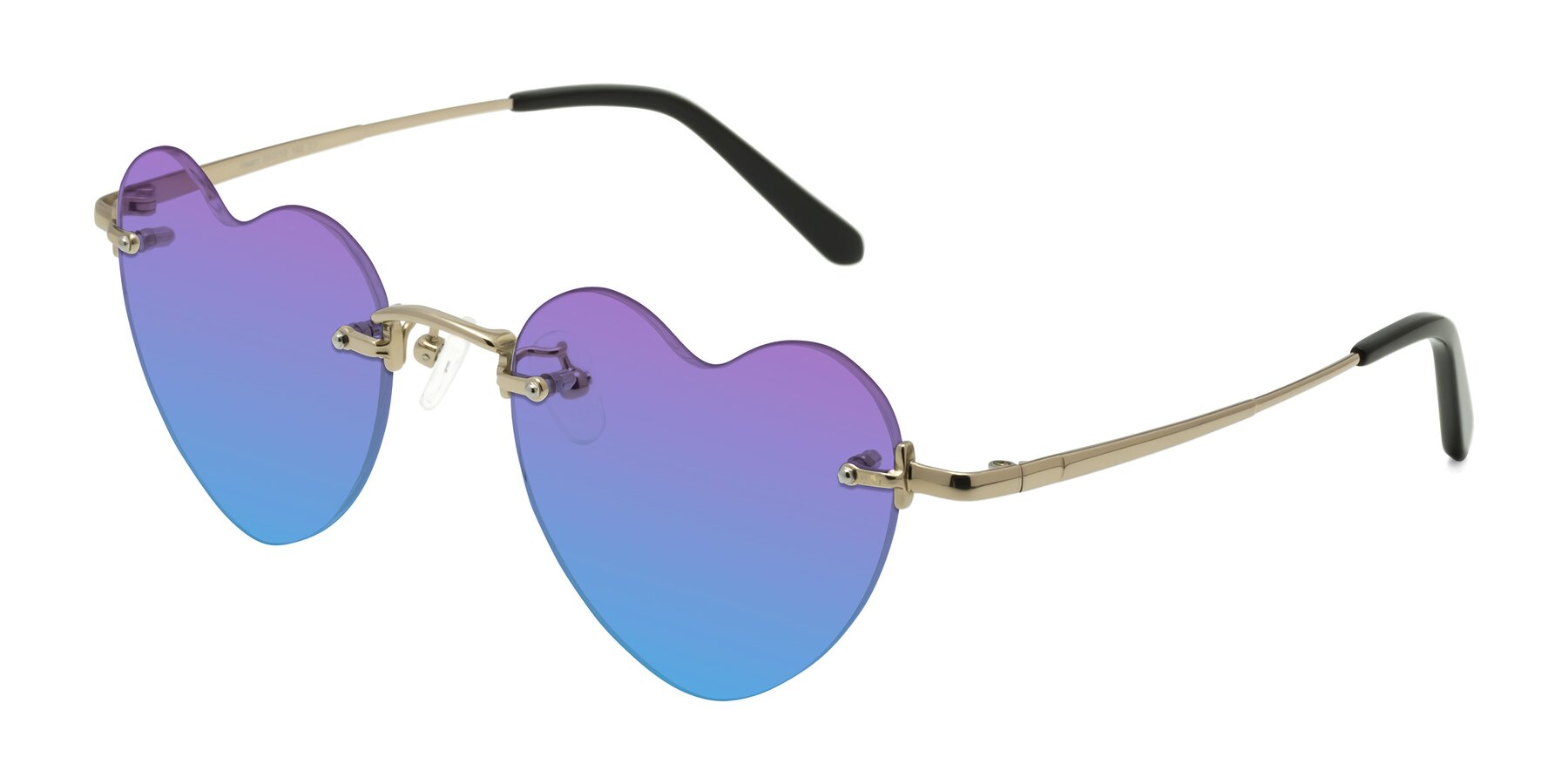 Angle of Heart in Gold with Purple / Blue Gradient Lenses