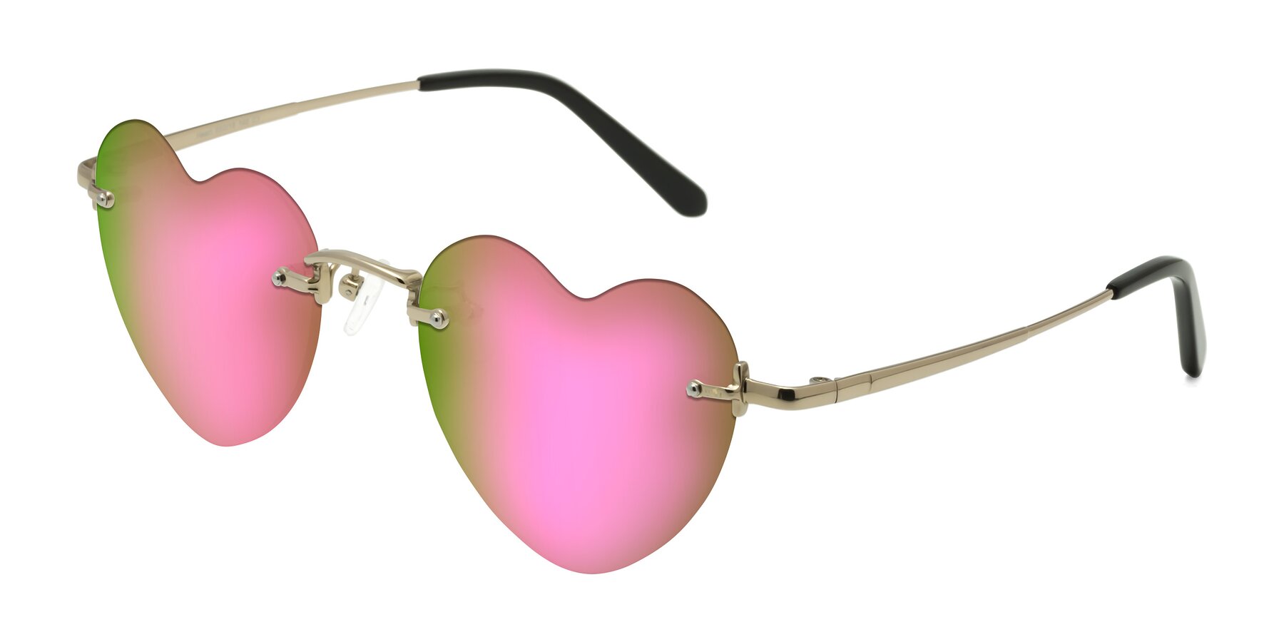 Angle of Heart in Gold with Pink Mirrored Lenses