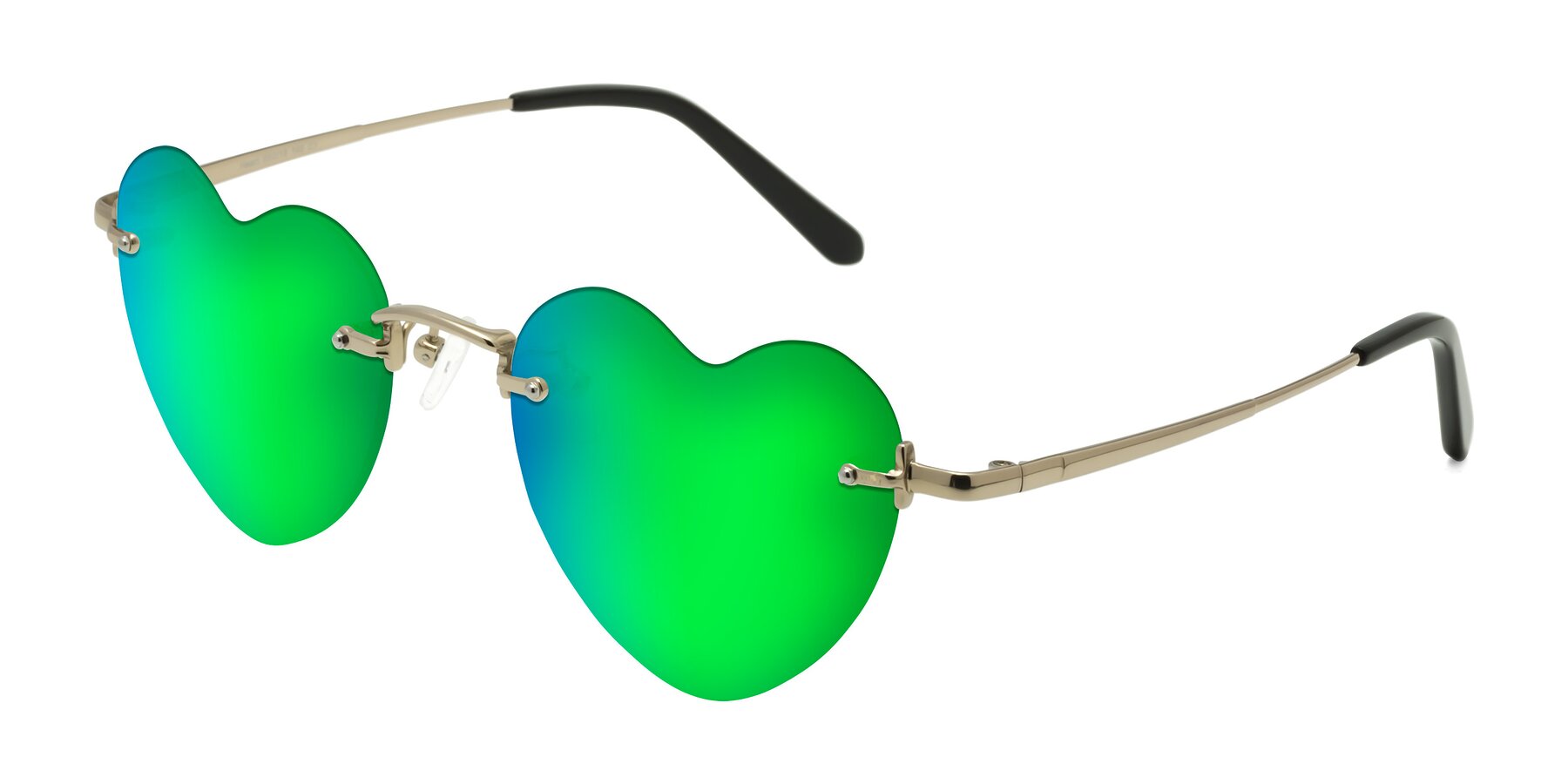 Angle of Heart in Gold with Green Mirrored Lenses