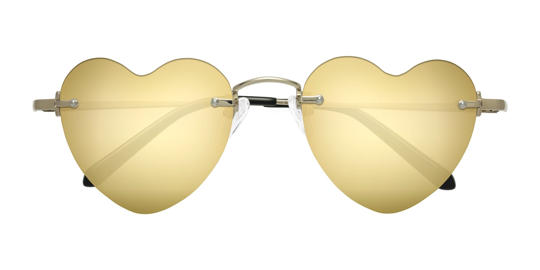 Folded Front of Heart in Gold with Gold Mirrored Lenses