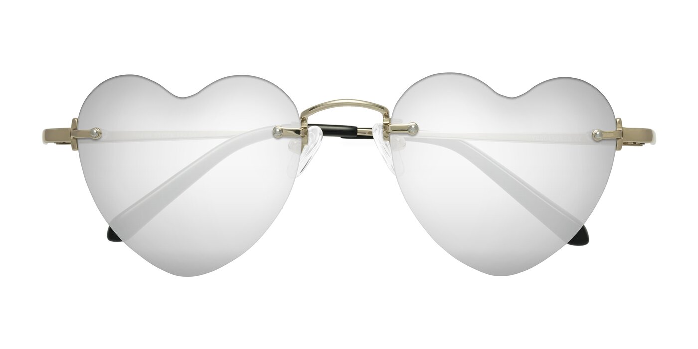 Heart - Gold Flash Mirrored Sunglasses