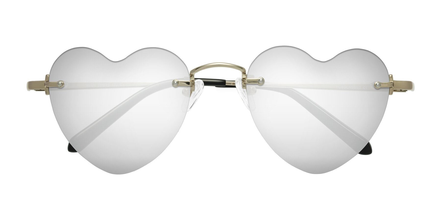 Folded Front of Heart in Gold with Silver Mirrored Lenses