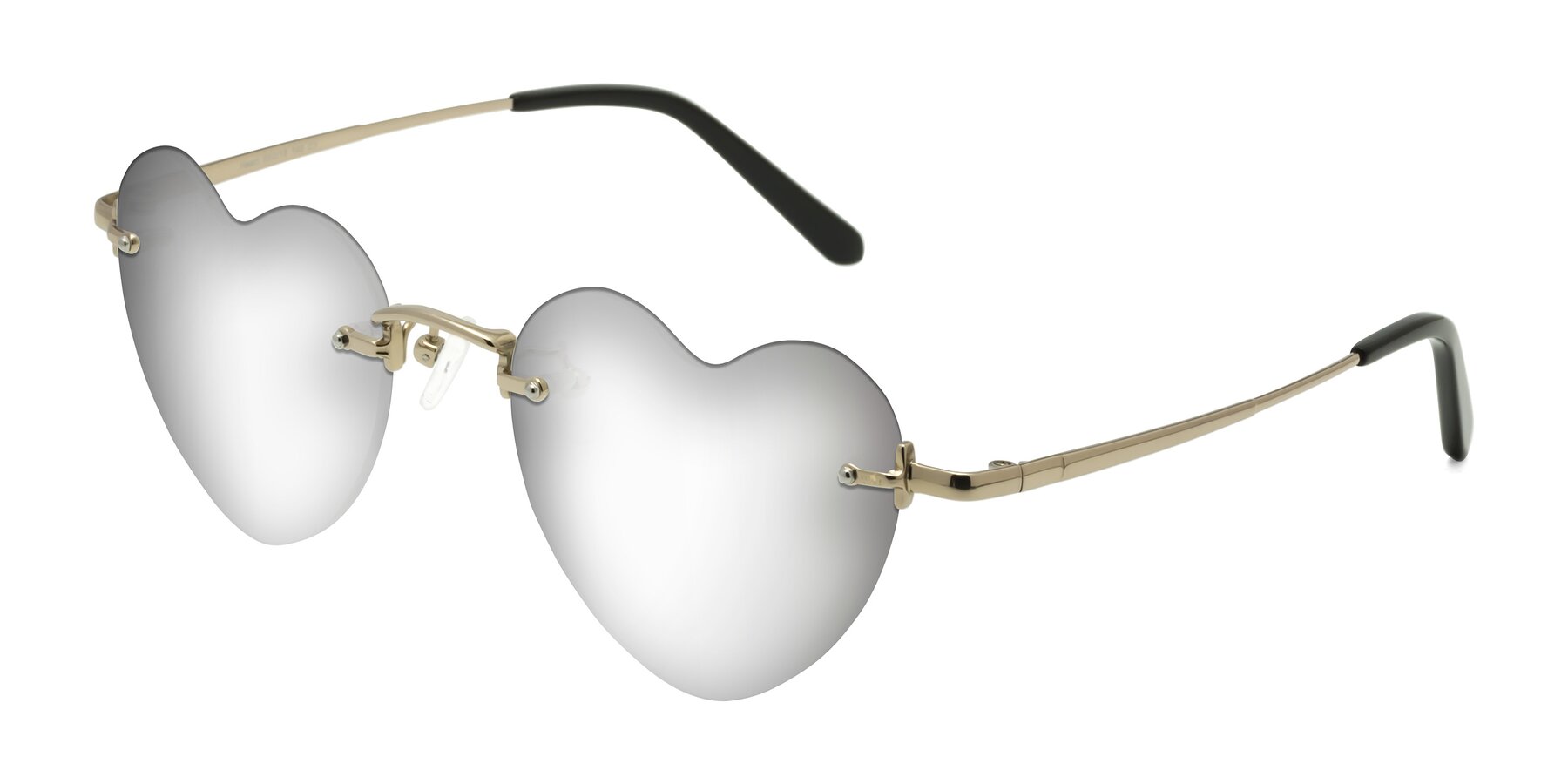 Angle of Heart in Gold with Silver Mirrored Lenses