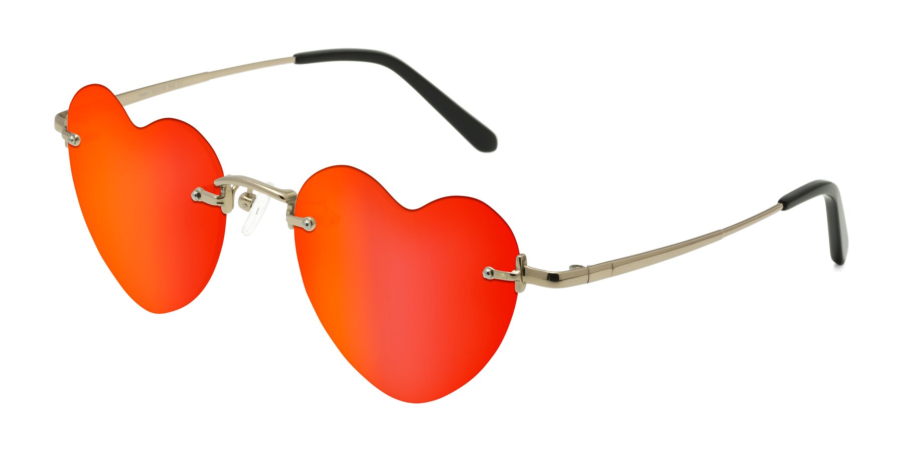 Angle of Heart in Gold with Red Gold Mirrored Lenses