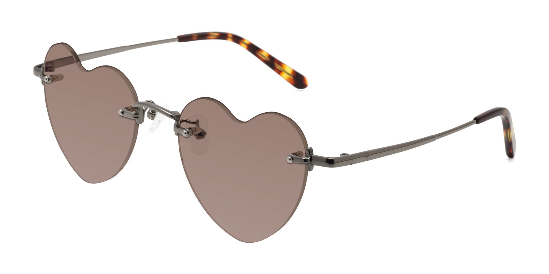 Angle of Heart in Gunmetal with Medium Brown Tinted Lenses