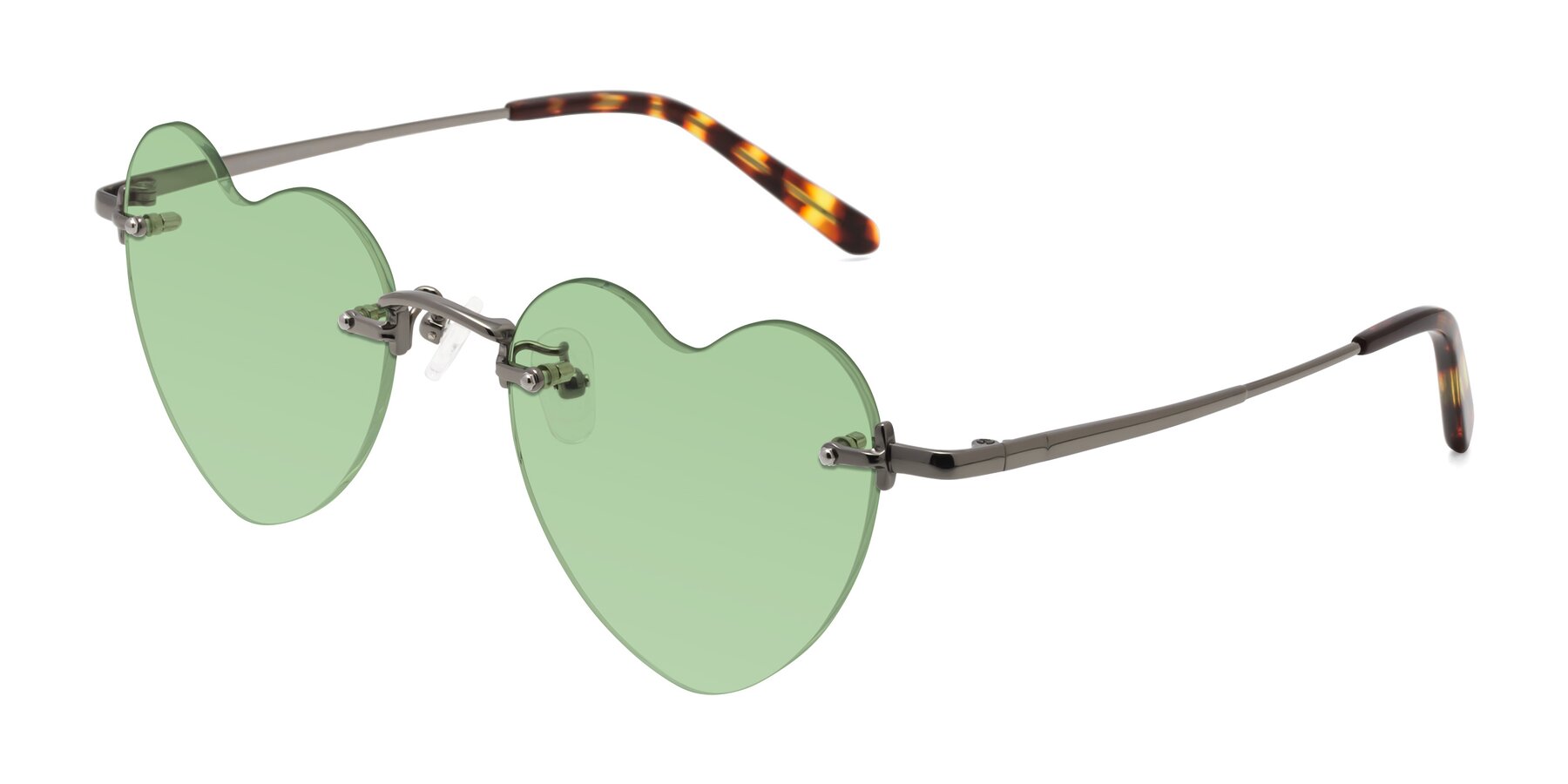 Angle of Heart in Gunmetal with Medium Green Tinted Lenses