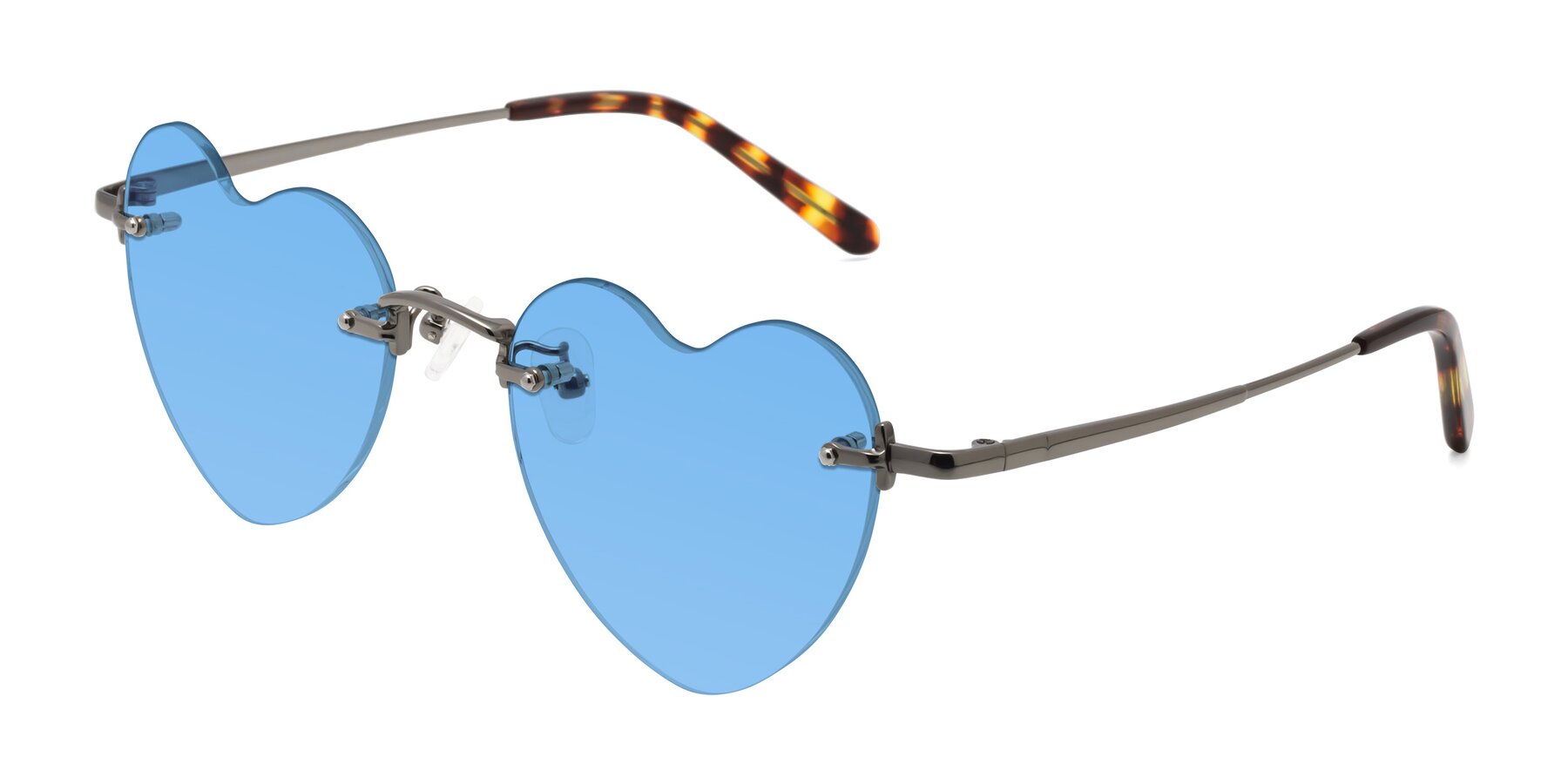 Angle of Heart in Gunmetal with Medium Blue Tinted Lenses