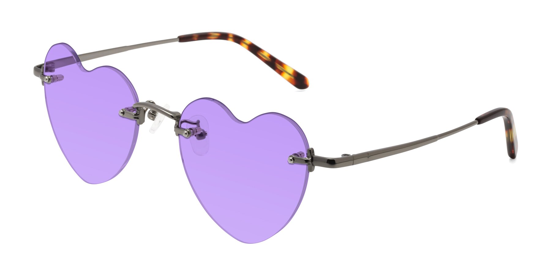 Angle of Heart in Gunmetal with Medium Purple Tinted Lenses