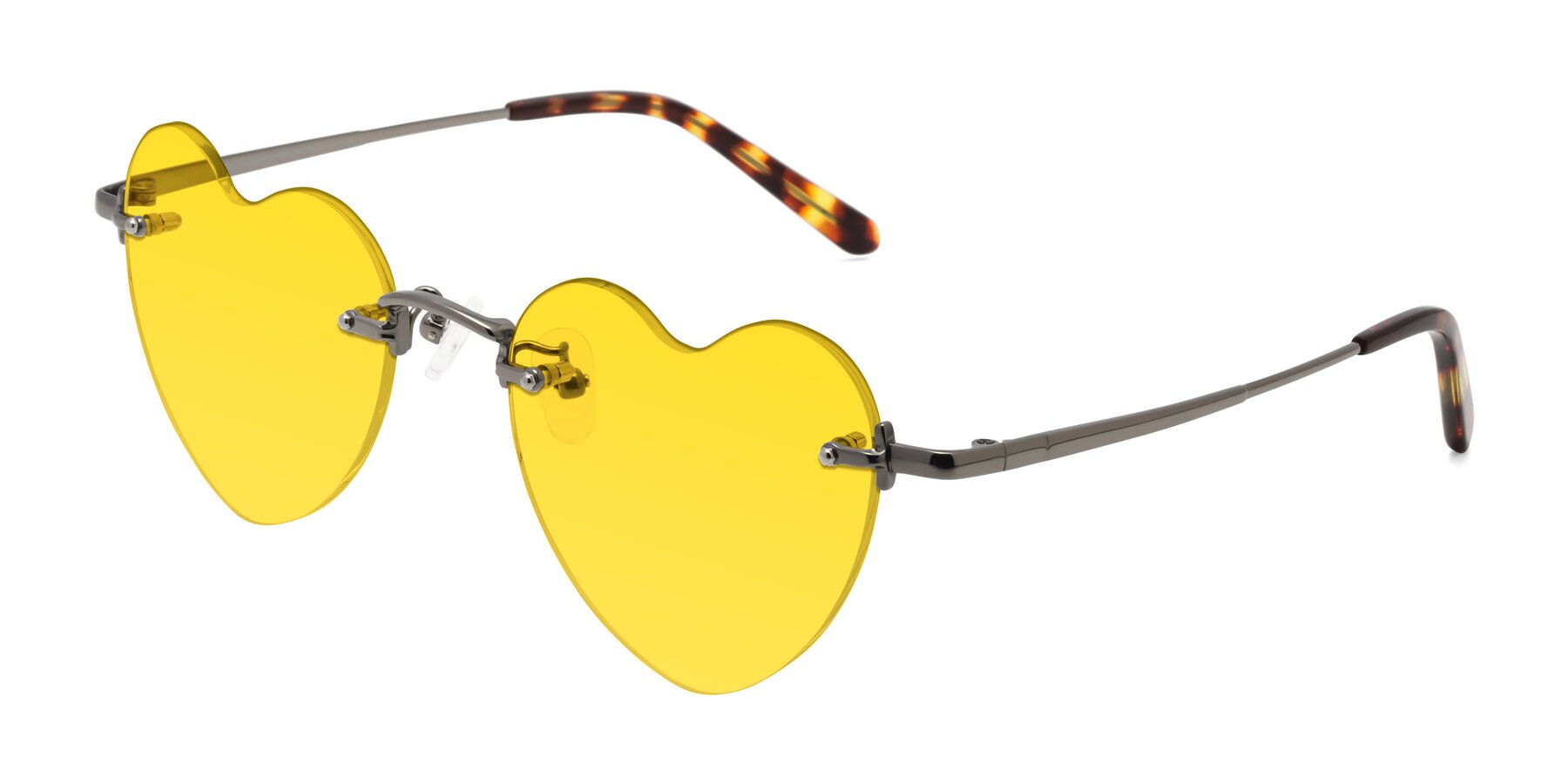 Angle of Heart in Gunmetal with Yellow Tinted Lenses