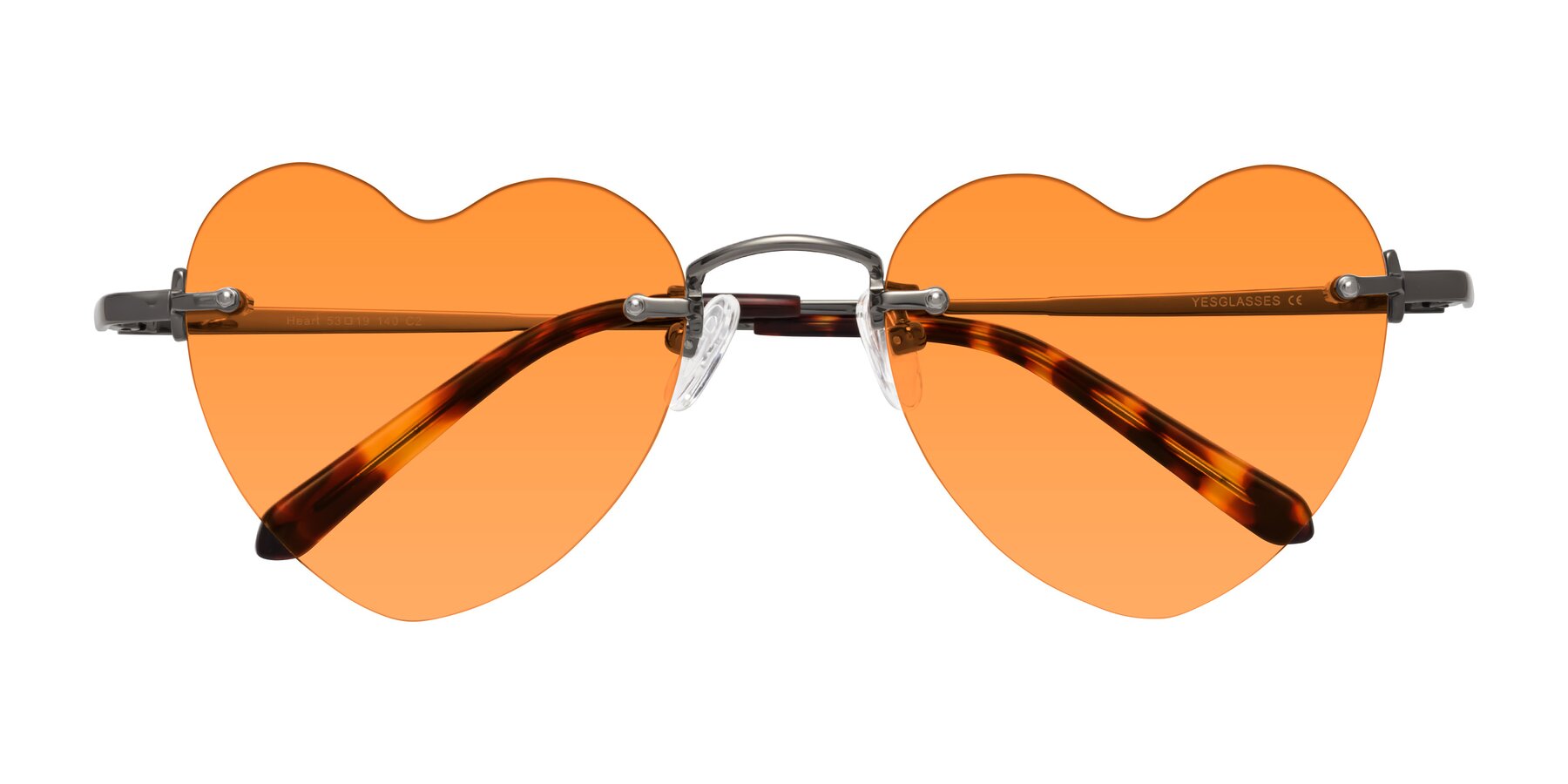 Folded Front of Heart in Gunmetal with Orange Tinted Lenses