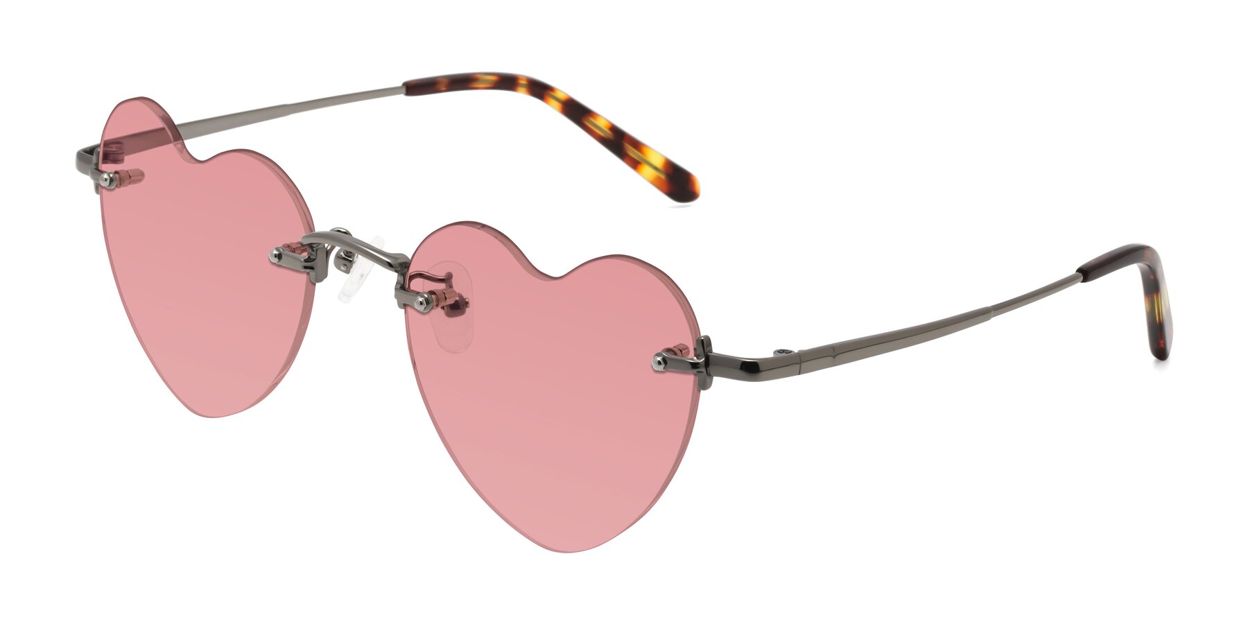 Angle of Heart in Gunmetal with Medium Garnet Tinted Lenses