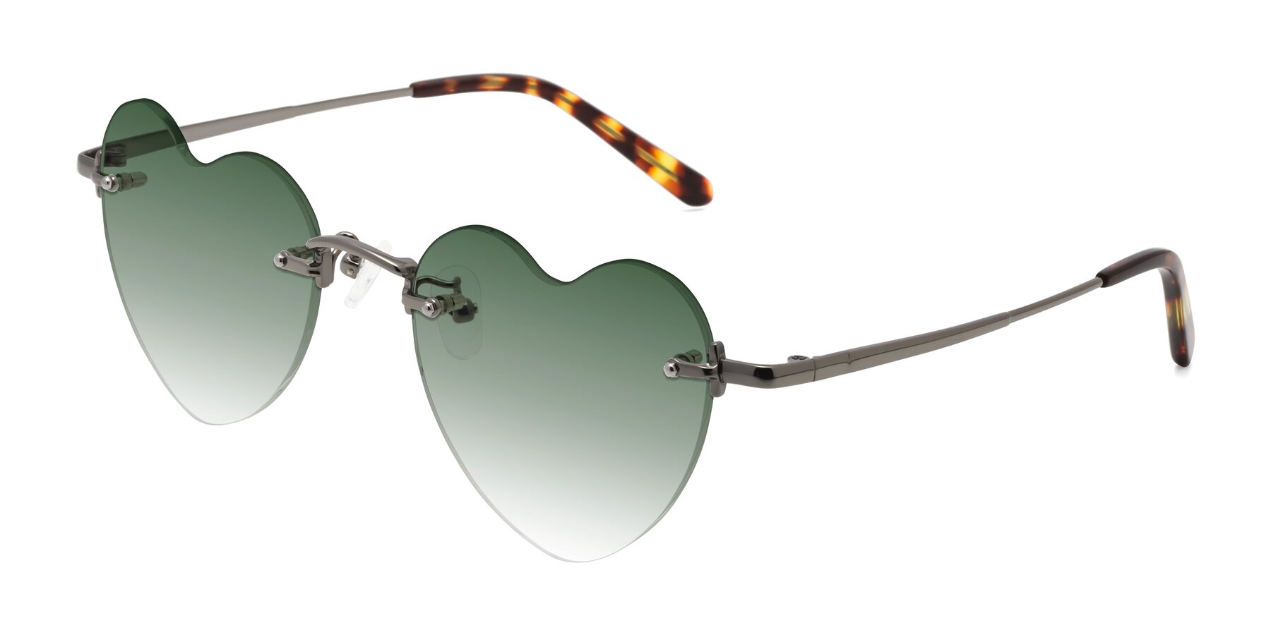 Angle of Heart in Gunmetal with Green Gradient Lenses