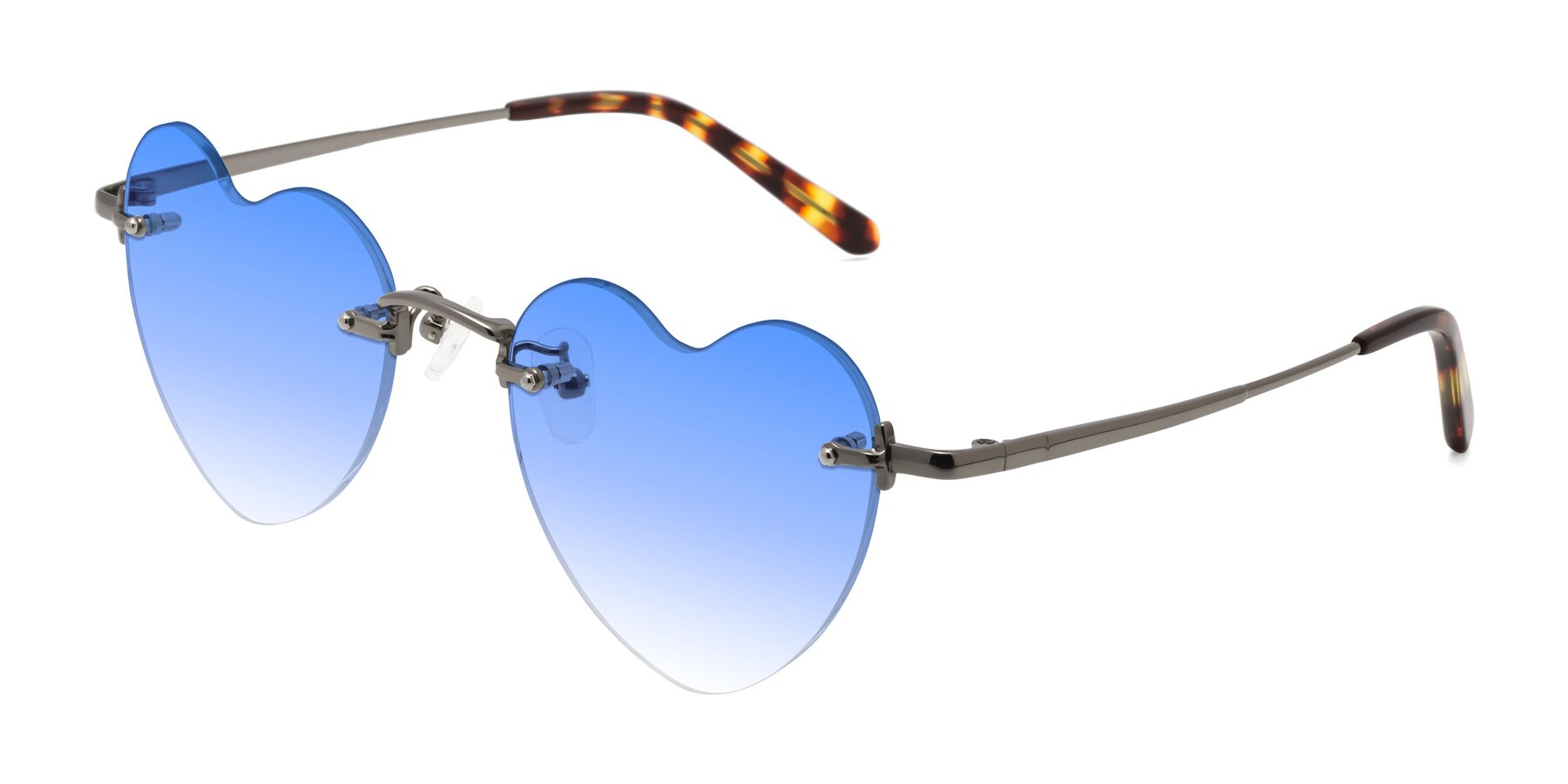 Angle of Heart in Gunmetal with Blue Gradient Lenses