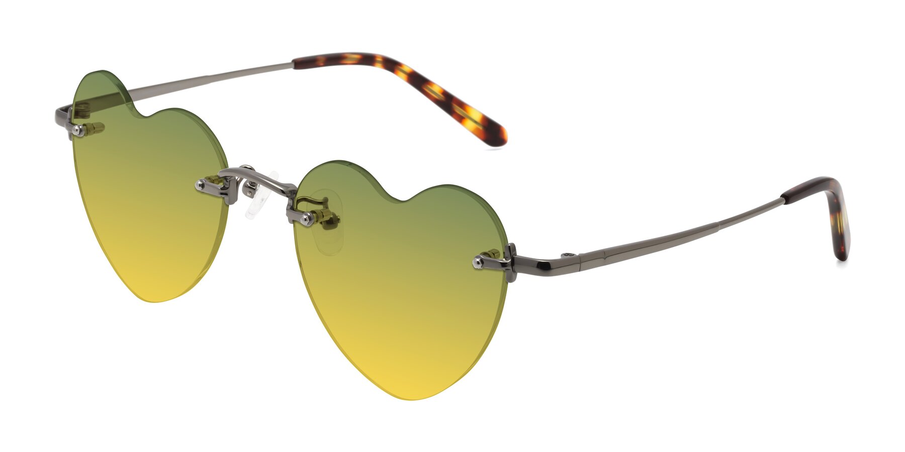 Angle of Heart in Gunmetal with Green / Yellow Gradient Lenses