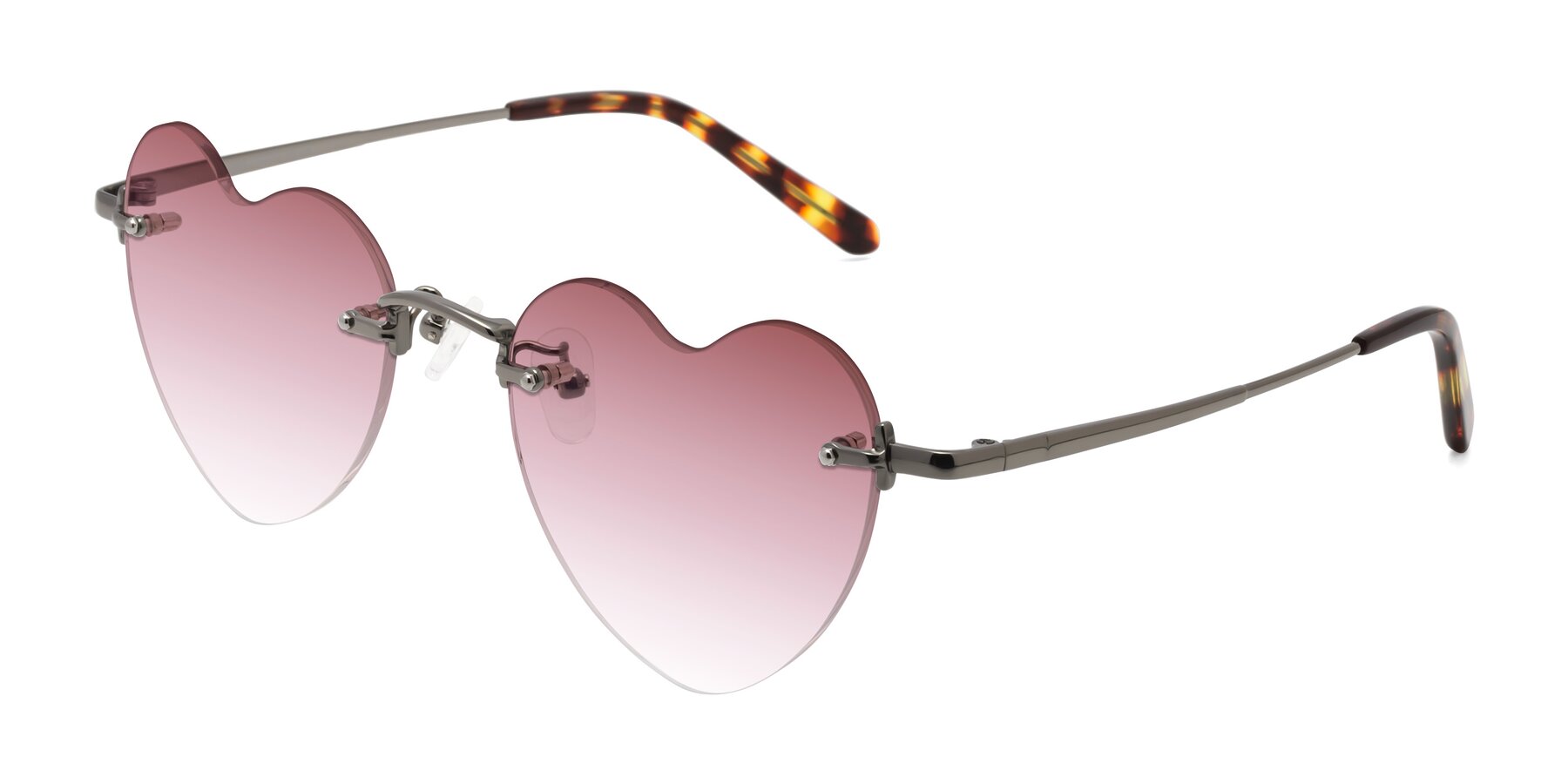 Angle of Heart in Gunmetal with Garnet Gradient Lenses