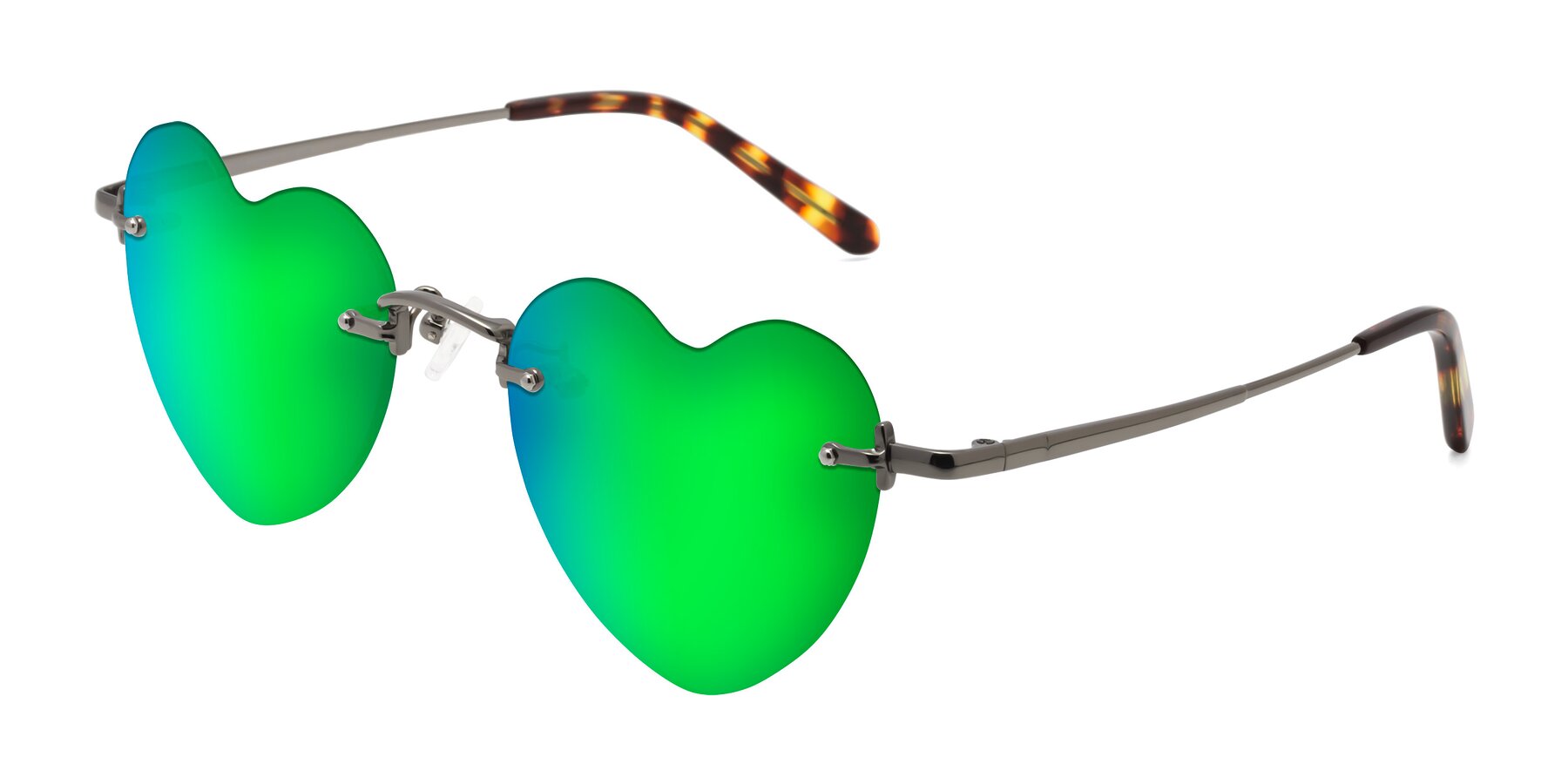 Angle of Heart in Gunmetal with Green Mirrored Lenses