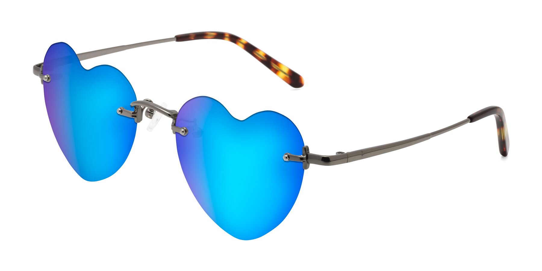 Angle of Heart in Gunmetal with Blue Mirrored Lenses