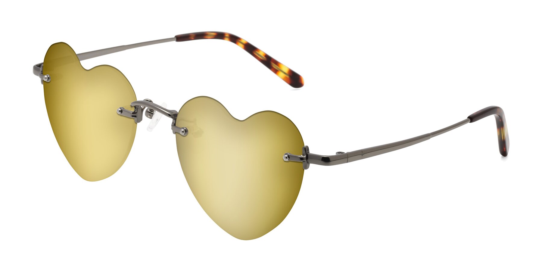 Angle of Heart in Gunmetal with Gold Mirrored Lenses