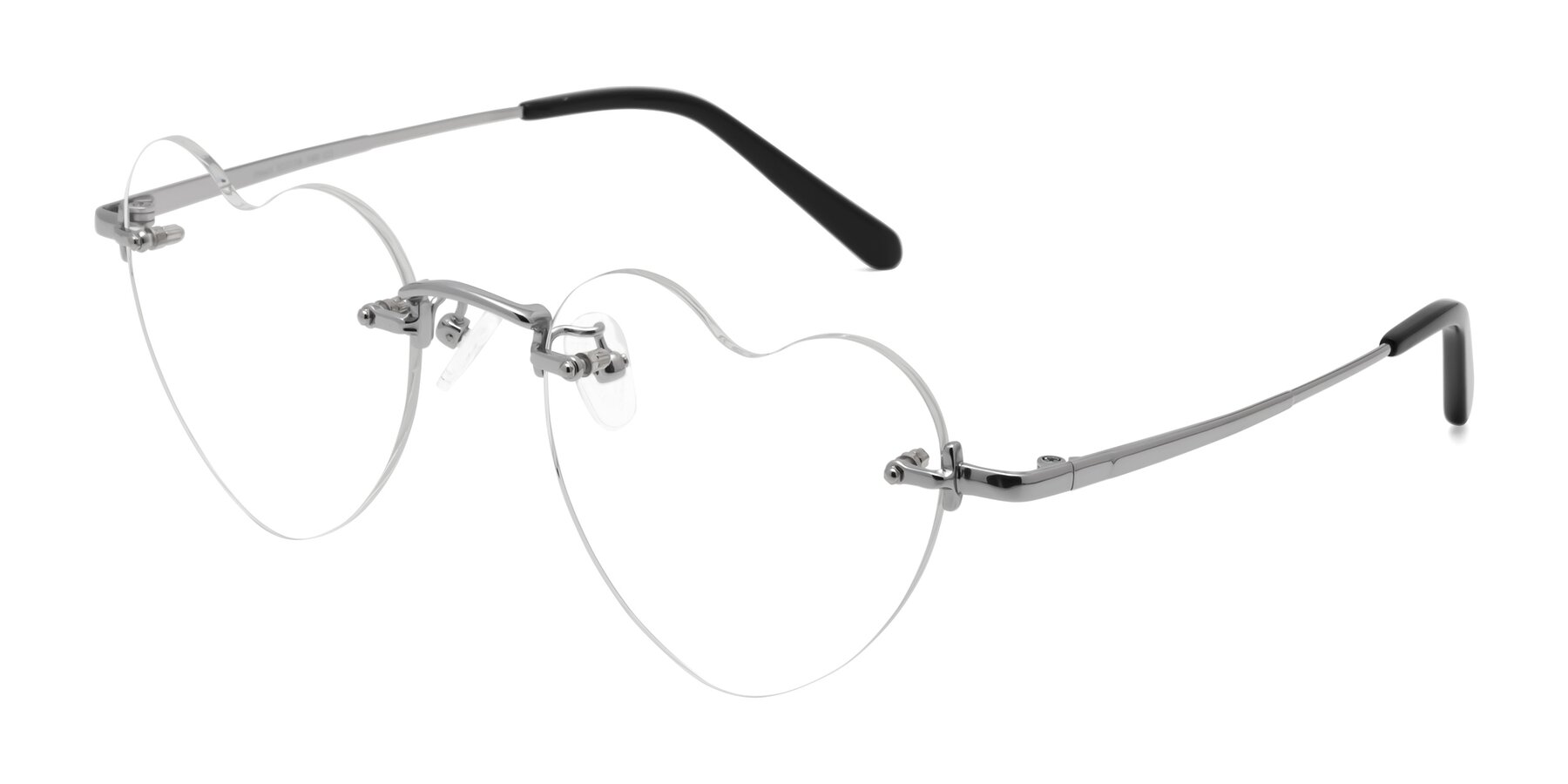 Angle of Heart in Silver with Clear Eyeglass Lenses