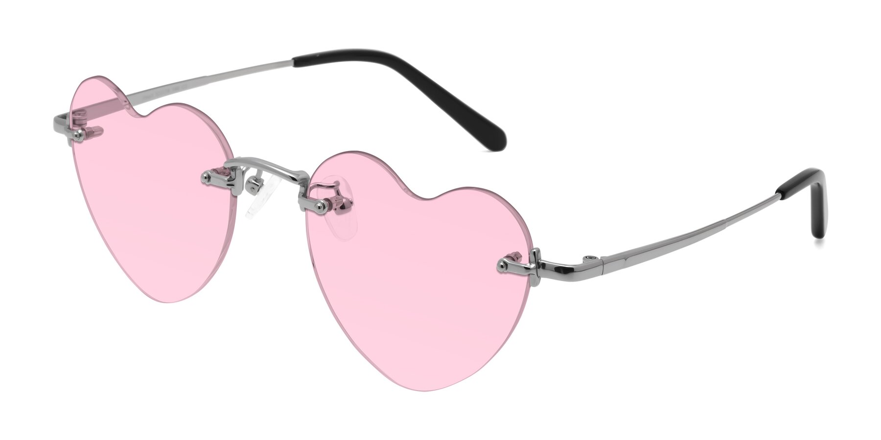 Angle of Heart in Silver with Light Pink Tinted Lenses