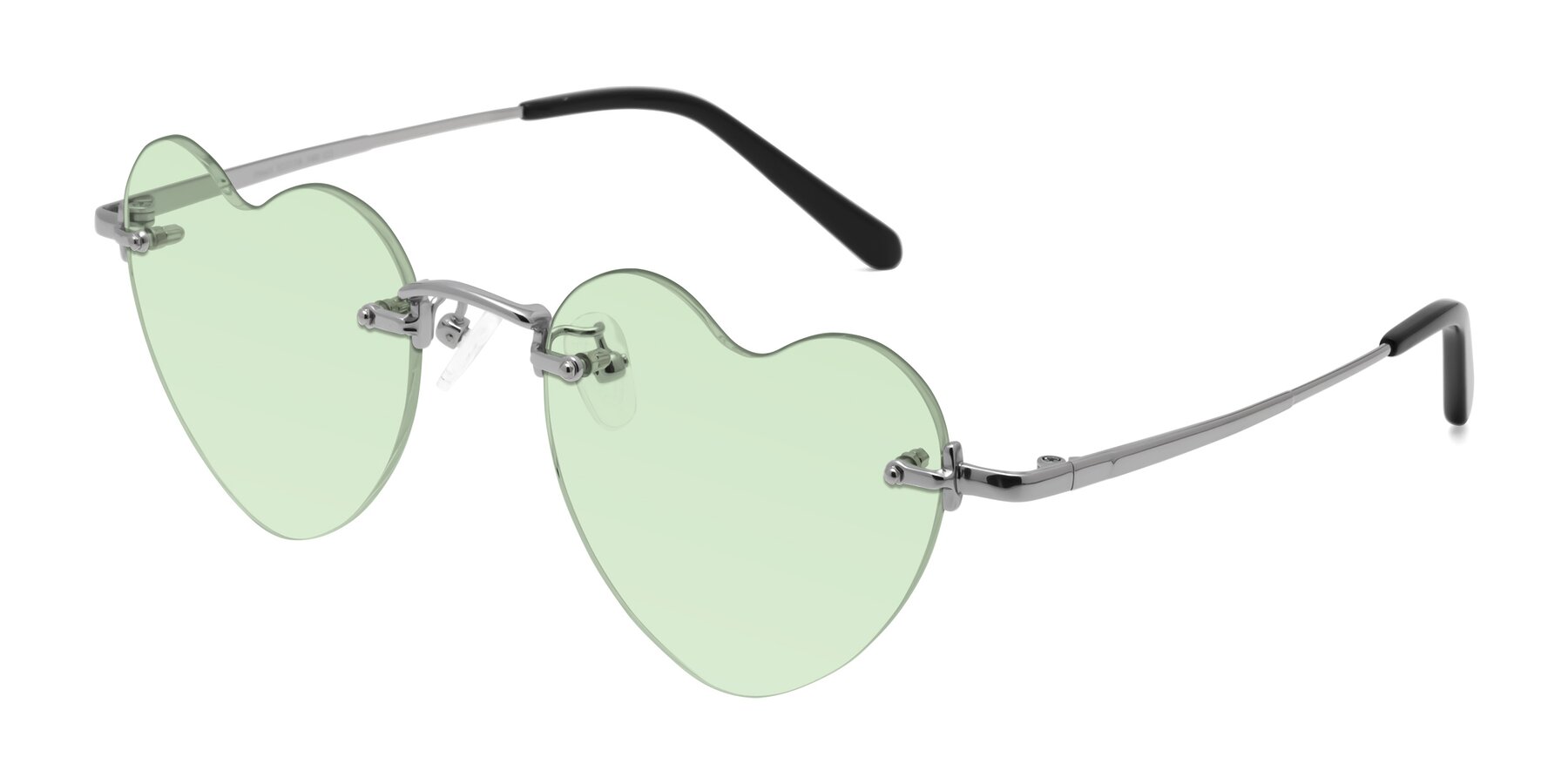 Angle of Heart in Silver with Light Green Tinted Lenses