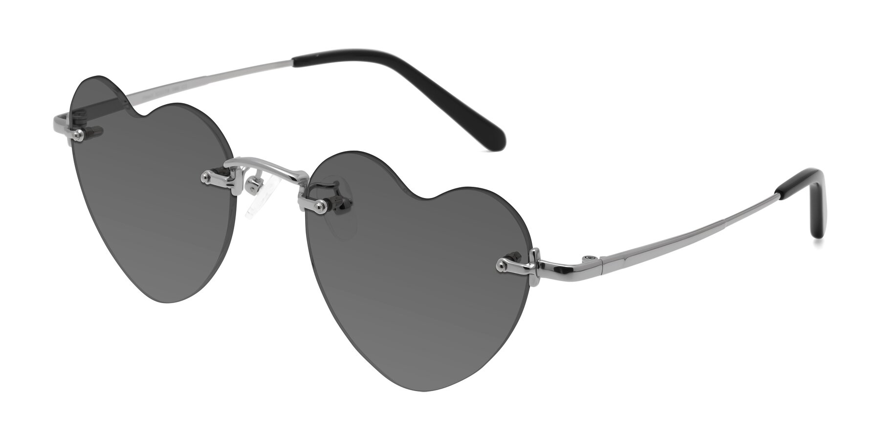 Angle of Heart in Silver with Medium Gray Tinted Lenses