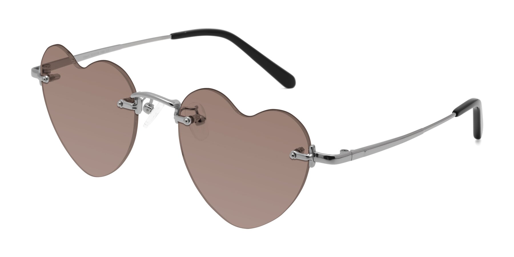 Angle of Heart in Silver with Medium Brown Tinted Lenses