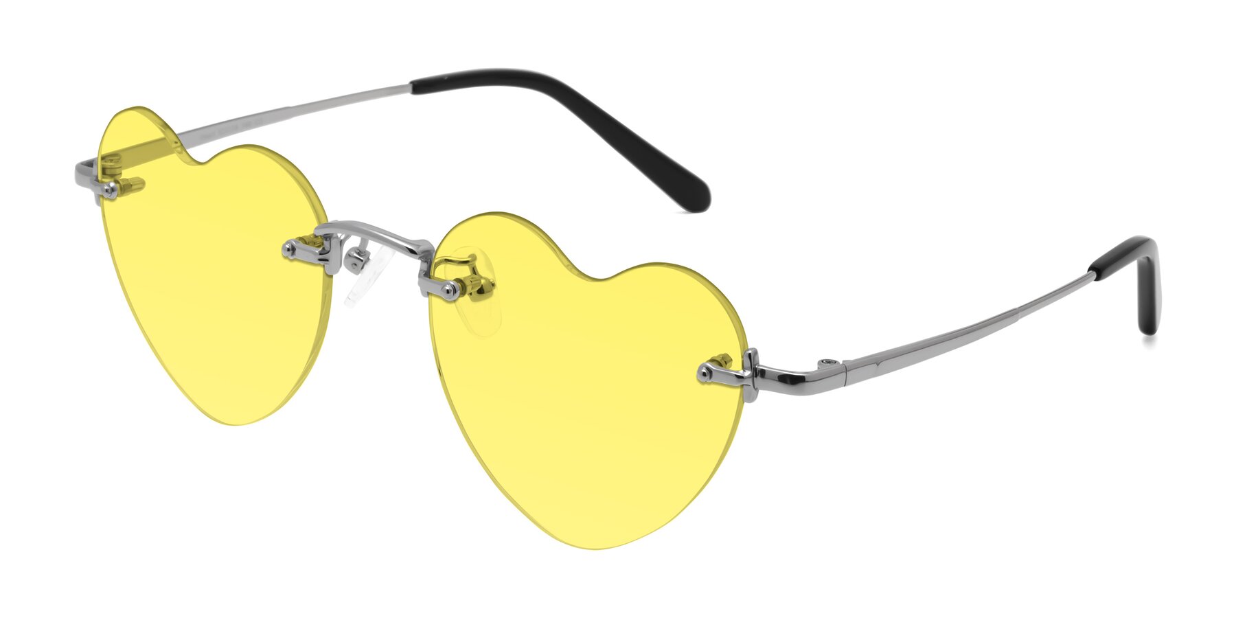 Angle of Heart in Silver with Medium Yellow Tinted Lenses