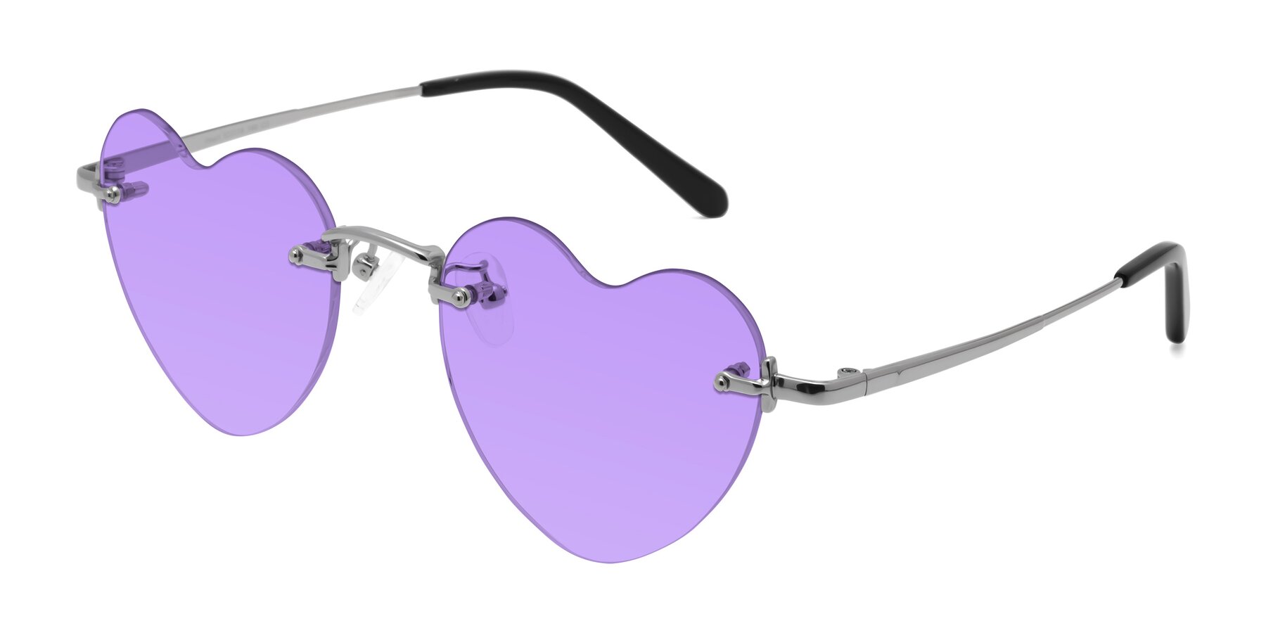 Angle of Heart in Silver with Medium Purple Tinted Lenses