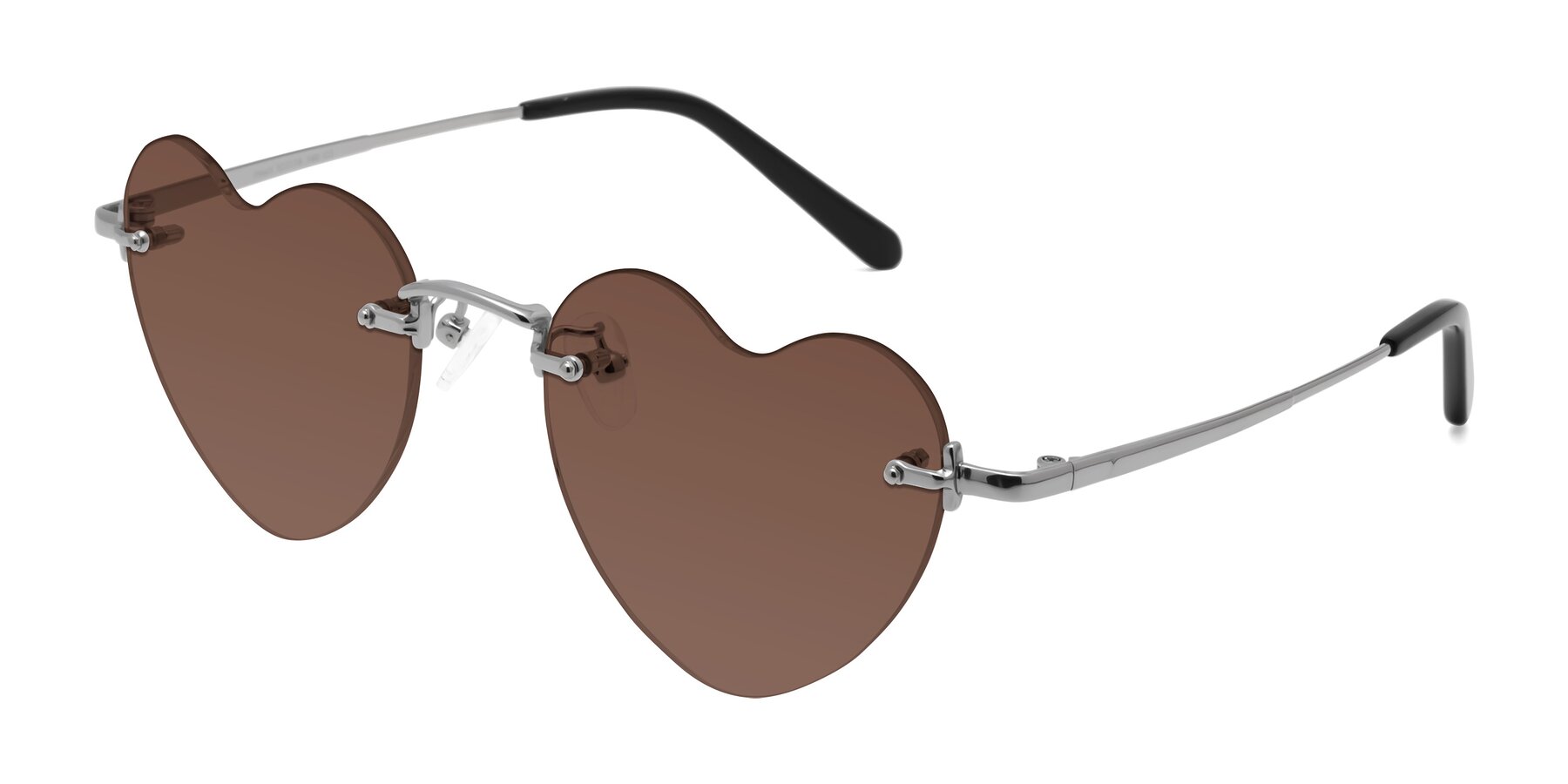 Angle of Heart in Silver with Brown Tinted Lenses