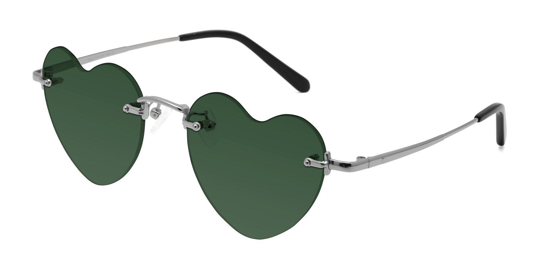 Angle of Heart in Silver with Green Tinted Lenses