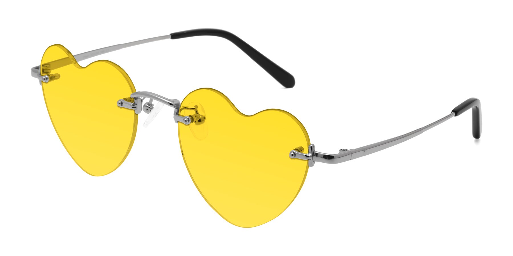 Angle of Heart in Silver with Yellow Tinted Lenses