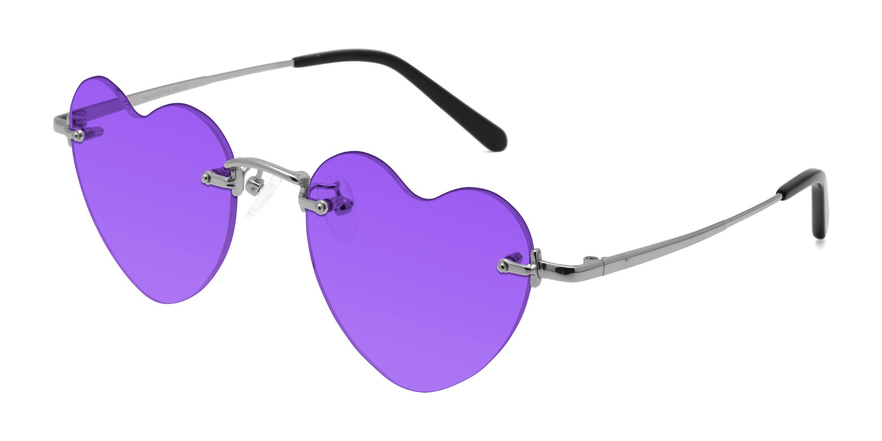 Angle of Heart in Silver with Purple Tinted Lenses