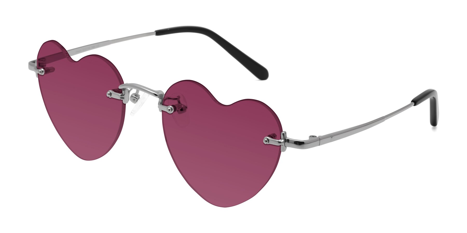 Angle of Heart in Silver with Wine Tinted Lenses