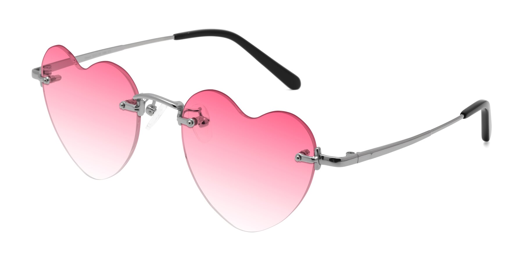 Angle of Heart in Silver with Pink Gradient Lenses