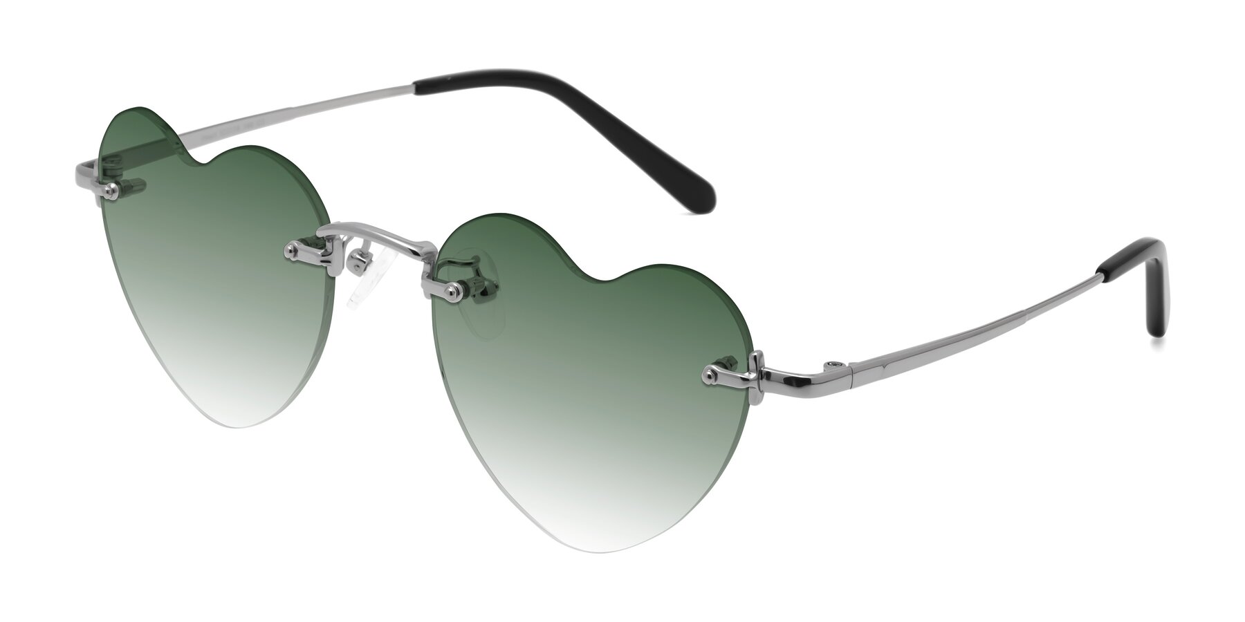 Angle of Heart in Silver with Green Gradient Lenses